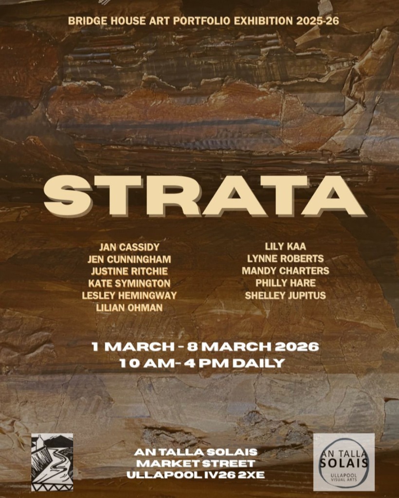 This exhibition is the culmination of the intensive 4 month course I've been doing - alongside 10 other women - with @bridge_house_art
If Ullapool is within your reach in early March, we'd love you to come along...