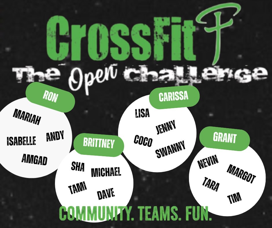THE ROSTERS ARE IN! 🚨
Who are you rolling with for the CrossFit The Challenge Open Intramural? Check the image below to see your squad! Are you bringing the heat with Team Carissa, Team Brittney, Team Grant, or Team Ron?! ⬇️
Now it’s time to get down to business. We are kicking things off THIS FRIDAY with Friday Night Lights! 🏟️✨
Here is the game plan:
⏰ Doors Open: 4:00 PM
🏋️ First Heat: 5:00 PM
Bring the energy, wear your team colors, and get ready to cheer on your crew. Let’s make this massive!
FOMO kicking in? Don’t sweat it! It is NOT too late to sign up and get drafted to a team. If you still want to participate and get in on the fun, drop a comment below or sign up at the gym before Friday! Let’s go! 💪🔥
#CrossFit #TheChallenge #FridayNightLights #OpenIntramural #CrossFitCommunity FitnessMotivation