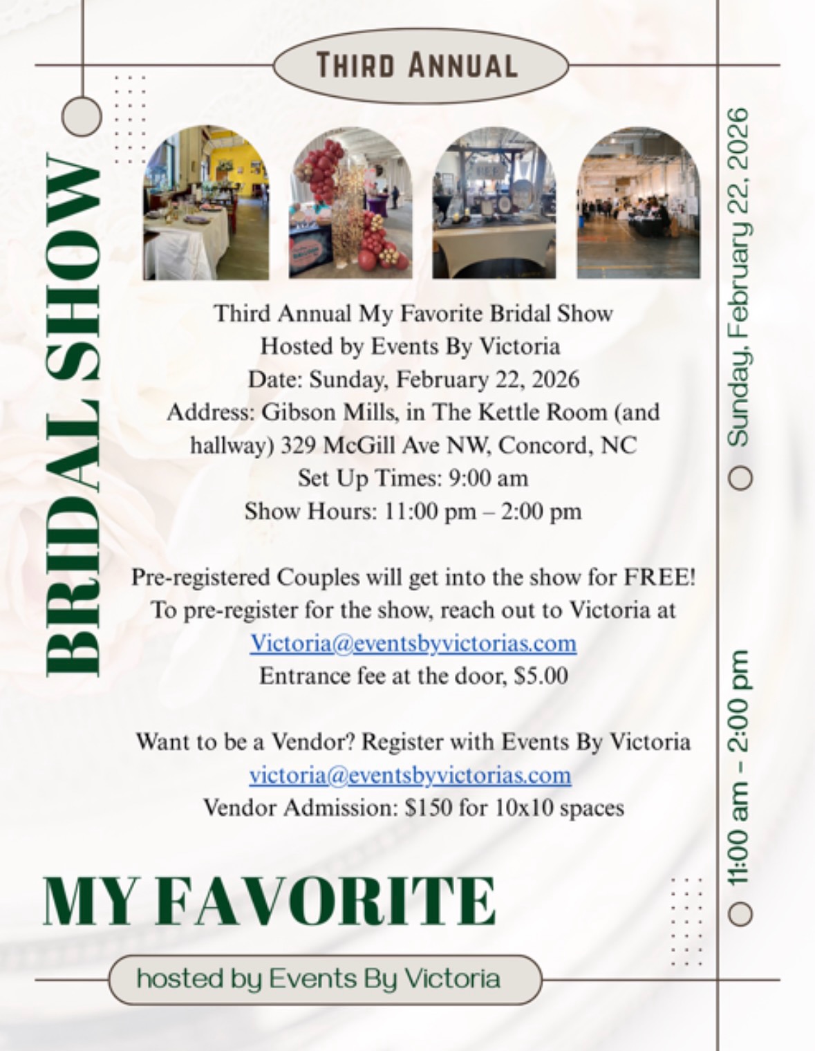 ✨ BRIDES ✨
I’m so excited to share that Sonoran Glow Sunless Tans will be a vendor at the Third Annual My Favorite Bridal Show 💍
🗓 Sunday, February 22
📍 Gibson Mill | Concord, NC
⏰ 11:00 AM – 2:00 PM
If you’re a 2026 bride (or finalizing 2025 details), come meet incredible local wedding vendors and let’s plan your perfect wedding glow 🤍
I specialize in luxury mobile & private studio custom spray tans designed to complement your dress, skin tone, and wedding vision ✨
Stop by my booth for exclusive bridal show specials + a giveaway you won’t want to miss 🌵🤎
Can’t wait to see you and help you glow on your big day ✨
#lakenormanbride #mooresvillebride #concordbrides #ncbride #charlottebride #weddingglow #sonoranglowsunlesstans #spraytans #mobilespraytan #bridalshow
#lakenormanspraytans #mooresvillespraytans #sunlesstans