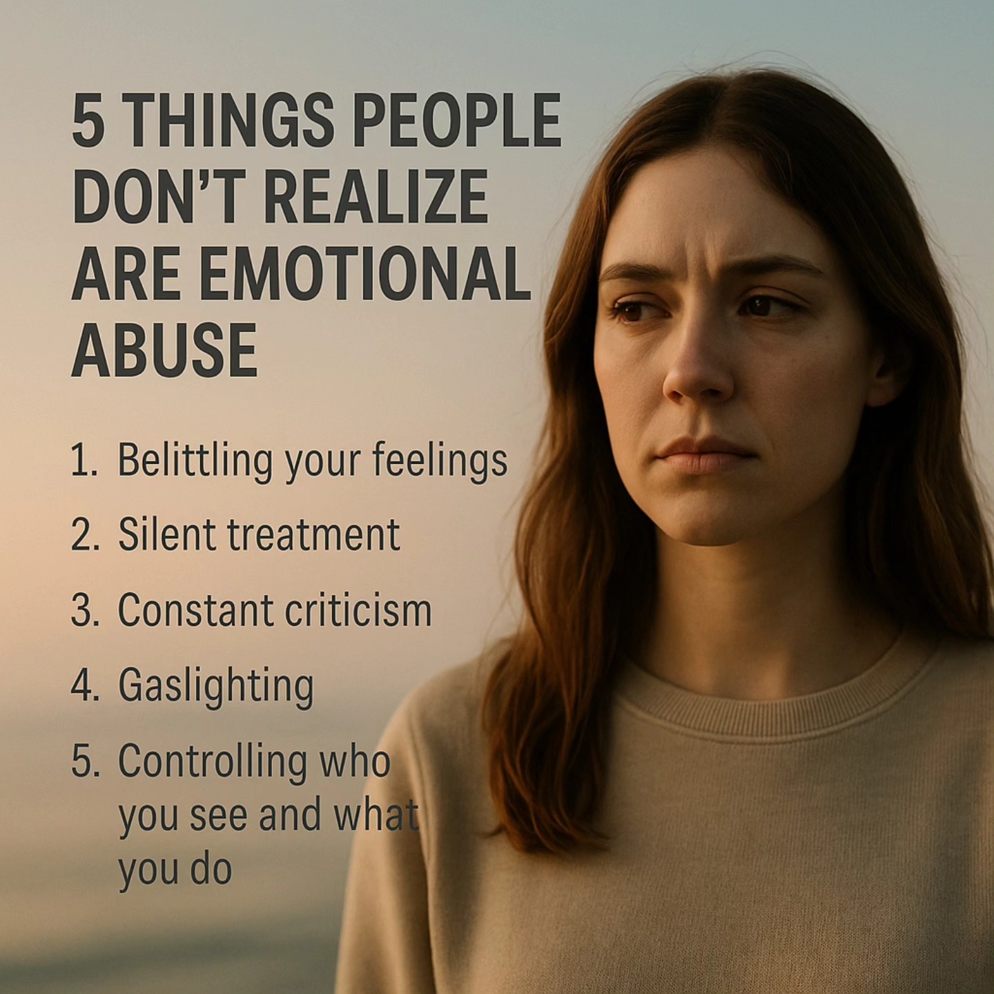 5 Things People Don't Realise Are Emotional Abuse
Emotional abuse isnt always loud. Sometimes, it hides in silence, control and confusion.
These are the kinds of behaviours that make you question your worth, your memory, your voice.
If any of these feel familiar - please know:
💛 It's not your fault
🤍 You are not crazy
💛 You deserve safety, truth and peace
This is your space to begin understanding, healing and becoming unbroken.
#BecomingUnbroken #emotionalabuseawareness #mentalhealthmatters💚 #ʜᴇᴀʟɪɴɢᴊᴏᴜʀɴᴇʏ #breakthesilence #youarenotalone