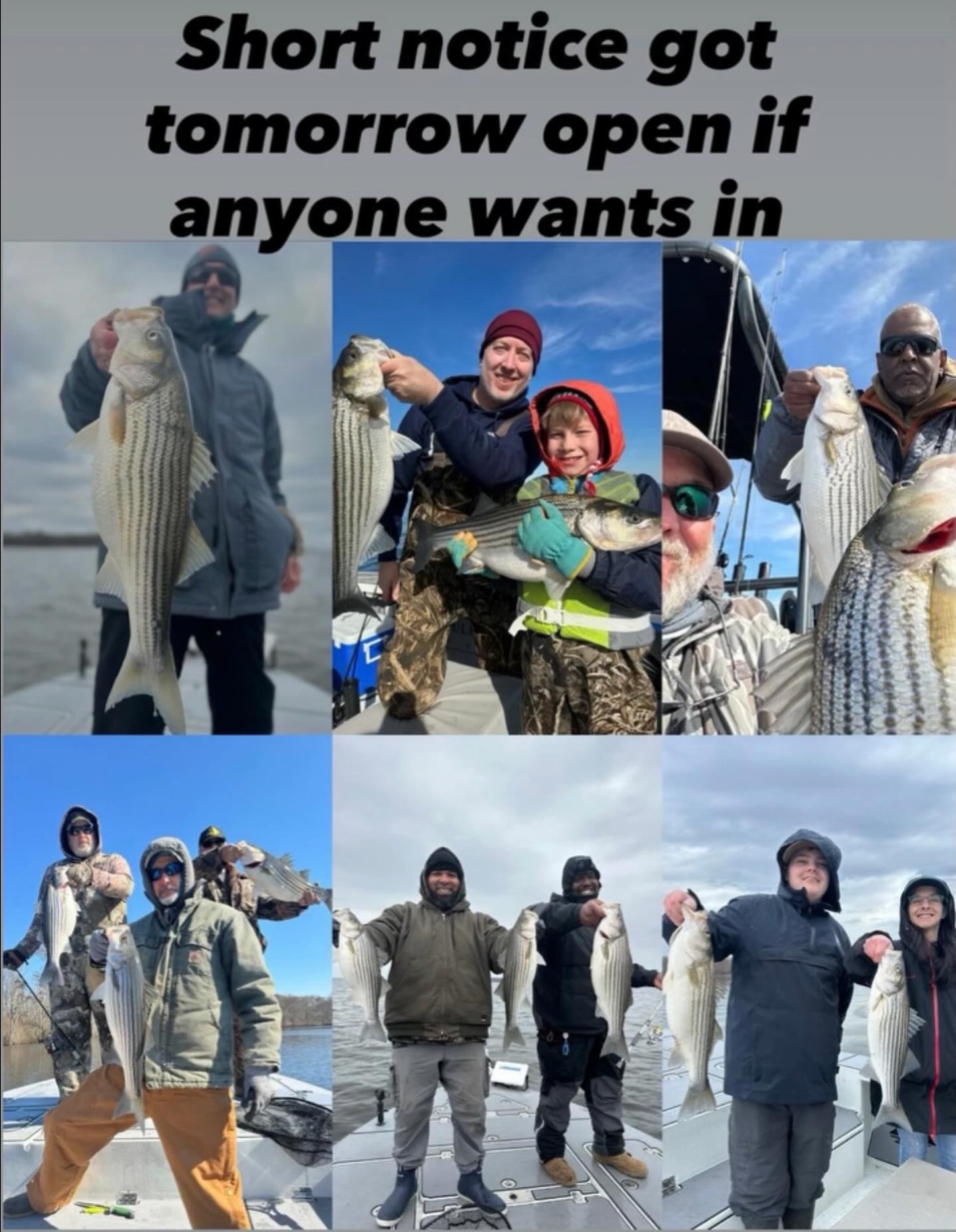 Tomorrow is going to be good, or it’s on the house! #gambling #winterfishing #striperfishing #striper #letsgo