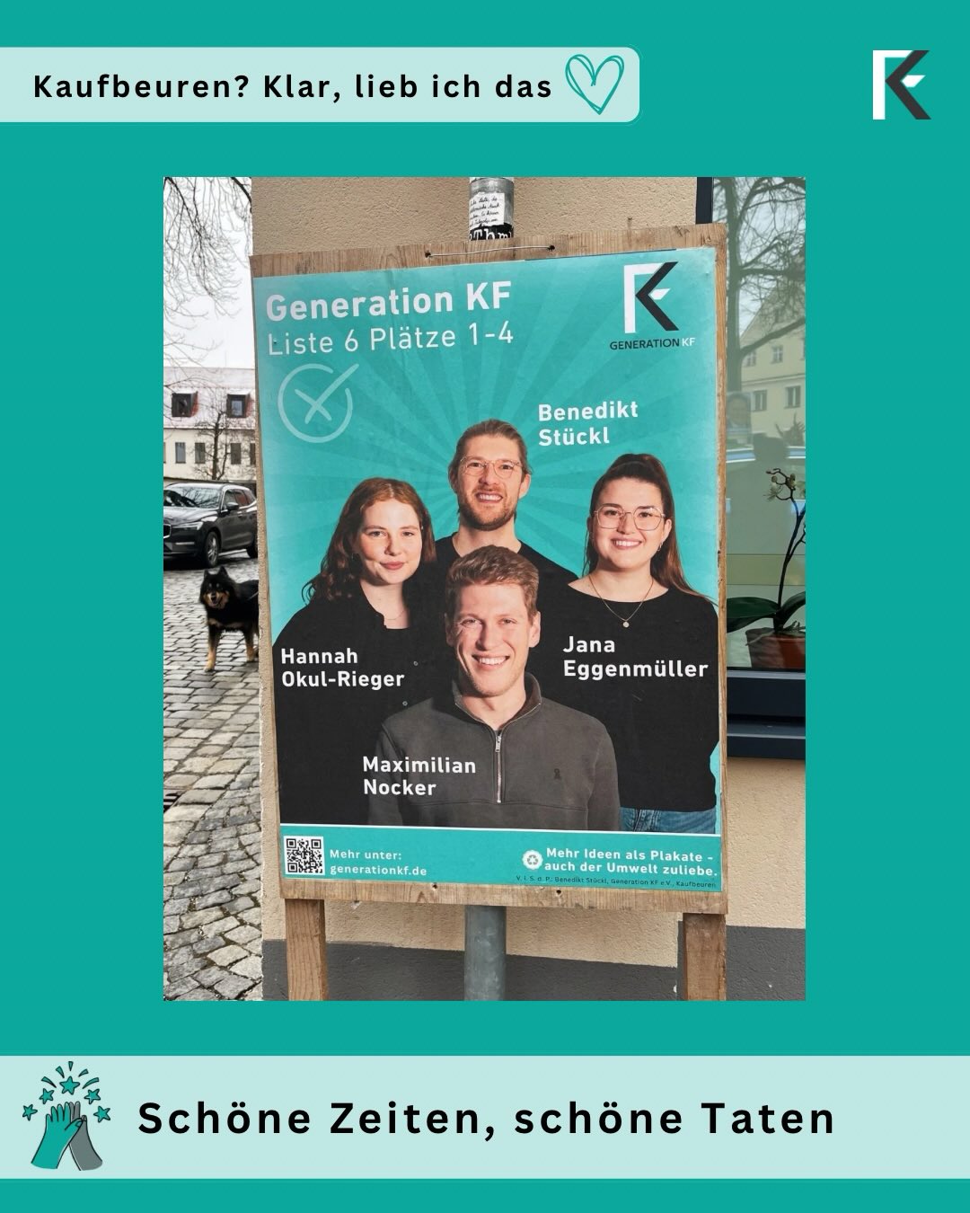 Schöne Zeiten, schöne Tage diese Woche ✨
Unsere Plakate sind bewusst nur vereinzelt im Stadtbild zu finden. Wir haben noch einmal ein paar aufgehängt, insgesamt sind es aber keine 100 Stück geworden. Uns ist wichtig, verantwortungsvoll mit Ressourcen umzugehen. Die Umwelt geht für uns einfach vor. 🌱
Ansonsten war wieder richtig viel los auf den Märkten: tolle Gespräche, gute Stimmung und diese Woche sogar ein paar analoge Schnappschüsse für euch. 📸
Jetzt geht es in den Endspurt! Noch 2 Wochen bis zur Wahl!
#generationkf #generationkfschönezeitenschönetaten #generationkfwahlkampf #generationkfkommunal2026 #kaufbeuren