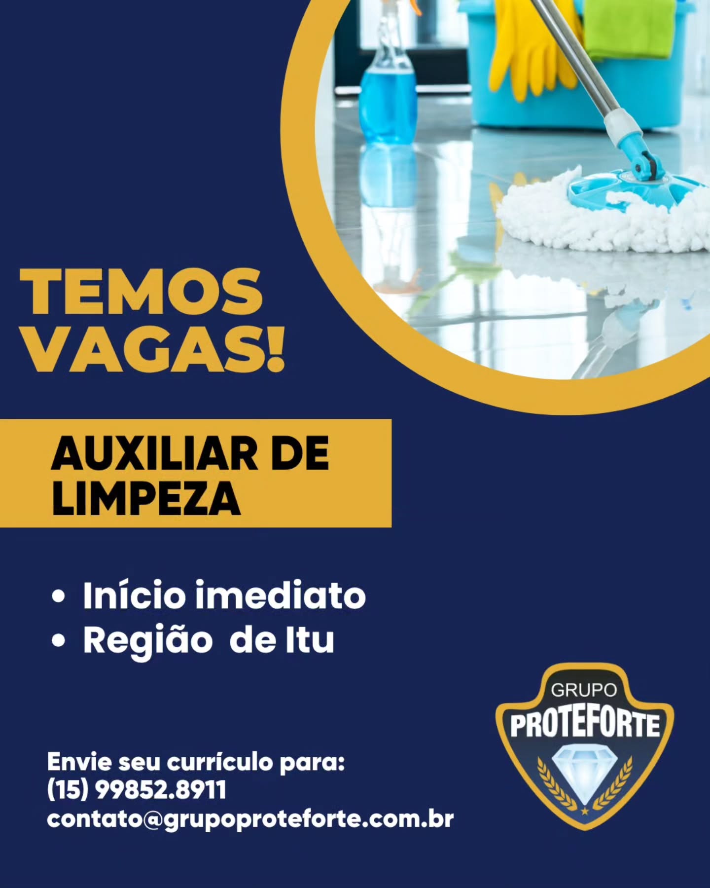 📣 Temos Vagas!!
Envie seu currículo para:
📱(15) 99852. 8911
✉ contato@grupoproteforte.com.br