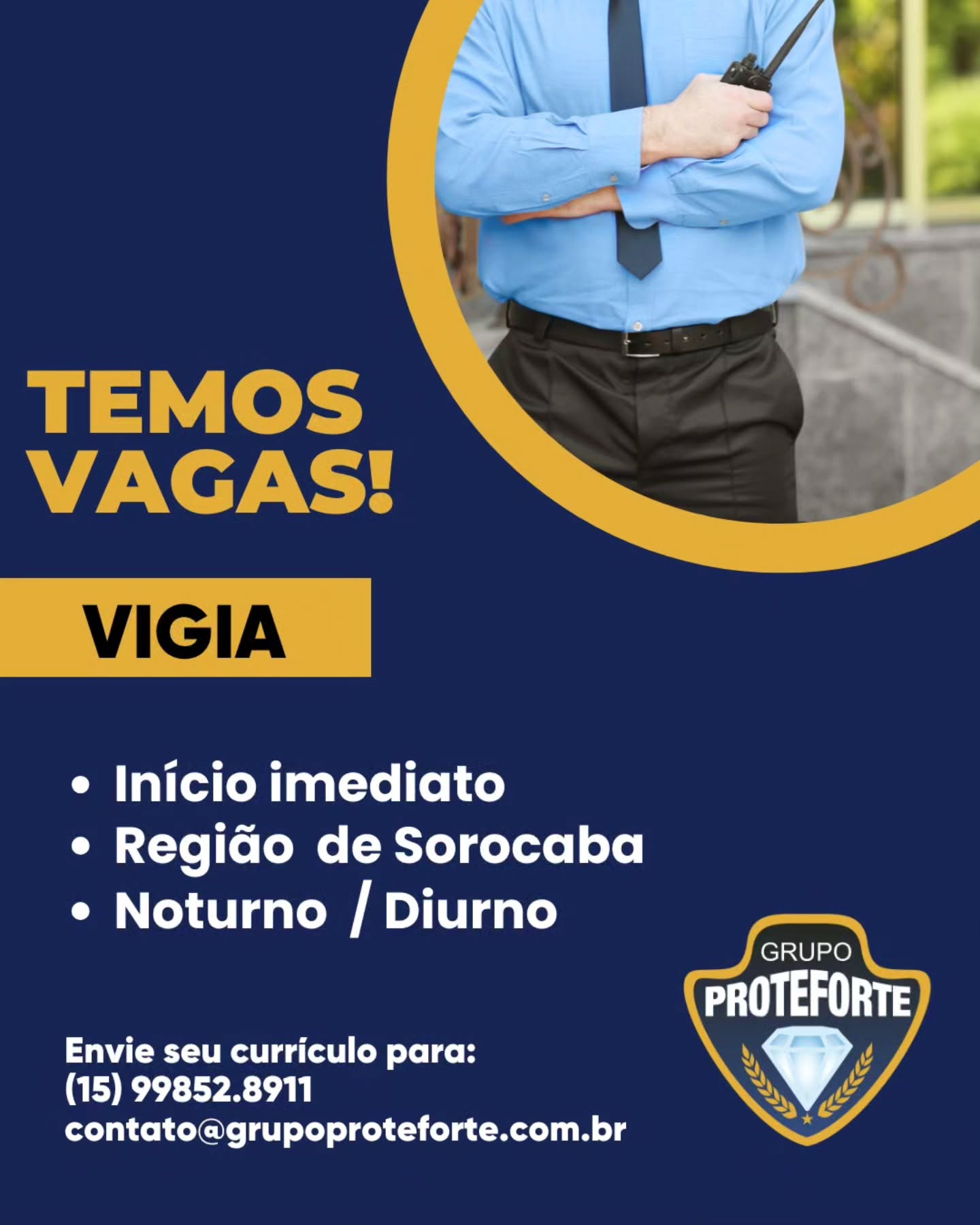 📣 Temos Vagas!!
Envie seu currículo para:
📱(15) 99852. 8911
✉ contato@grupoproteforte.com.br