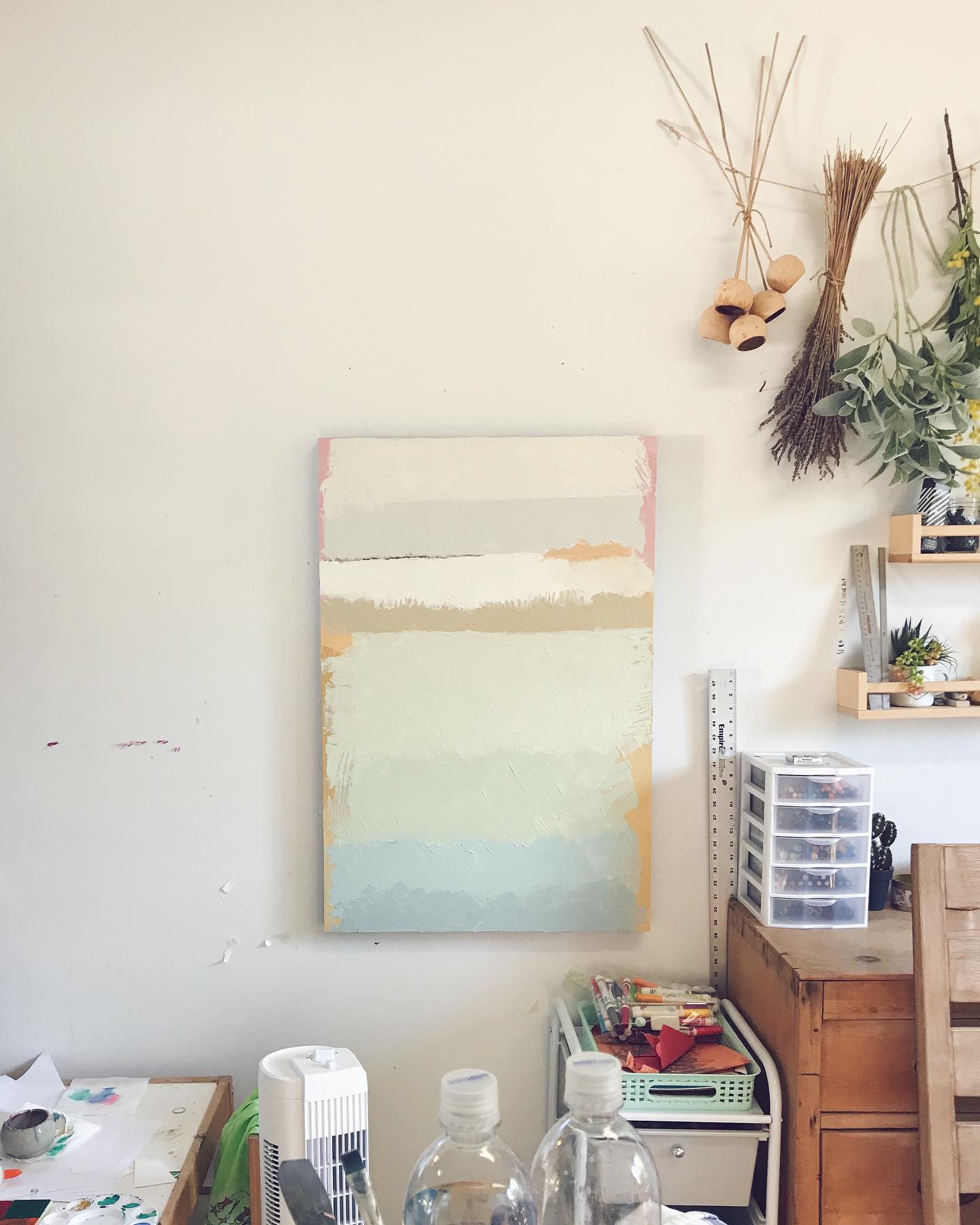 Just completed a commissioned piece for a sweet little one’s nursery #abstract #neutrals