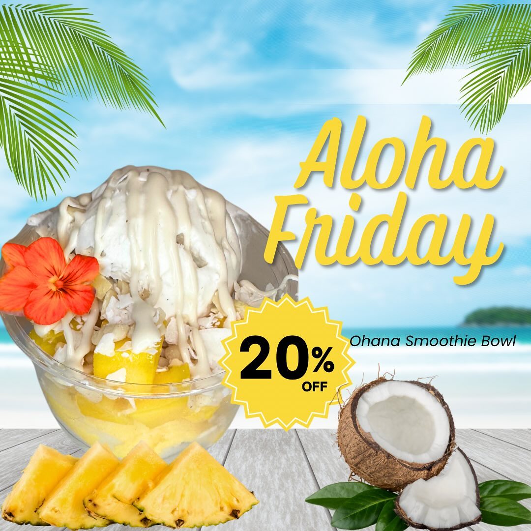 Today, we’re livin’ on island time! 🏝
Get 20% off our tropical Ohana Signature Smoothie Bowl: two scoops of slow-churned, dairy-free pineapple-mango and coconut sorbet, topped with fresh pineapple, coconut shreds, house made granola and house made coconut condensed milk. 🥥🍍
#fridayfeeling #fridayvibes #fridayfeels #healthandwellness #healthylifestyle #smoothies #healthbenefits #wellness #wellnessjourney #lasvegaslocals #lasvegasfoodie #lasvegasfoodies #fitness #fit #smoothie #lasvegasbusiness #vegan #lasvegasinfluencer #smoothiebowl #alohafriday #ohana