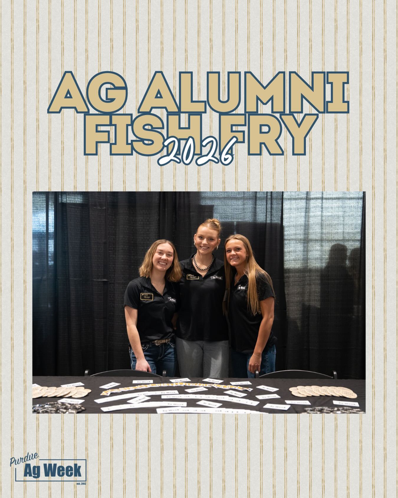 Recently, some of our Task Force members had the opportunity to connect with Purdue Ag Alumni, Ag Week sponsors and partners, and some current students at Fish Fry 2026! Thank you Purdue Ag Alumni for this opportunity and thank you Joshua Clark for the amazing photo! See you all soon!
—
#purdueagweek #purdueag #purdueagalumni #fishfry2026