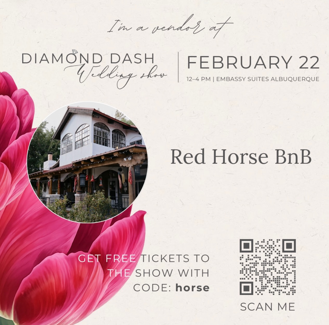 💎
The countdown to Diamond Dash is officially on and we are READY.
We’ve been gifted a special promo code that unlocks ✨ THREE FREE TICKETS ✨ to the show — perfect to surprise your engaged couples and let them experience the magic.
Every time our code is used, it counts toward something big…
The business with the most redemptions wins a FREE feature vendor spotlight in the new New Mexico Weddings magazine 👀🔥
So if you’re planning, dreaming, designing, or just love a good wedding moment — this is your sign.
Let’s show up.
Let’s shine.
Let’s Diamond Dash.
#DiamondDash #NewMexicoWeddings #ABQWeddings #WeddingVendors #NMBrides EngagedInNM VendorSpotlight 📸 @lavelmariephotography @laflora.floristry