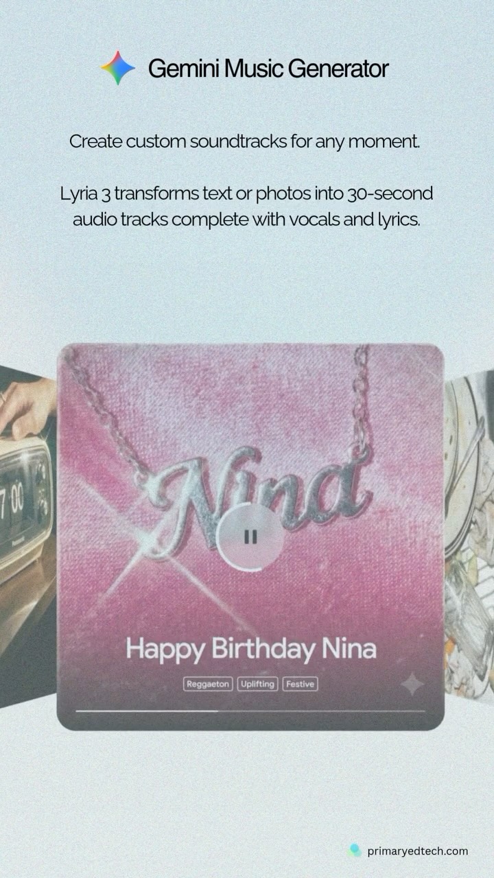 🎶 What if your next classroom soundtrack was AI-made? 🎧
Google’s latest music generation tool in Gemini lets you create original music instantly — by mood, genre, tempo, or even with just a text description.
Imagine students:
• Composing a theme for their project
• Scoring a storytelling or movie task
• Experimenting with rhythm and style
• Collaborating on soundtracks for podcasts or presentations
No instruments?
No music theory background?
No problem — the AI helps them get there.
#EdTech
#AIinEducation
#DigitalCreativity
#MusicGeneration
#GoogleGemini