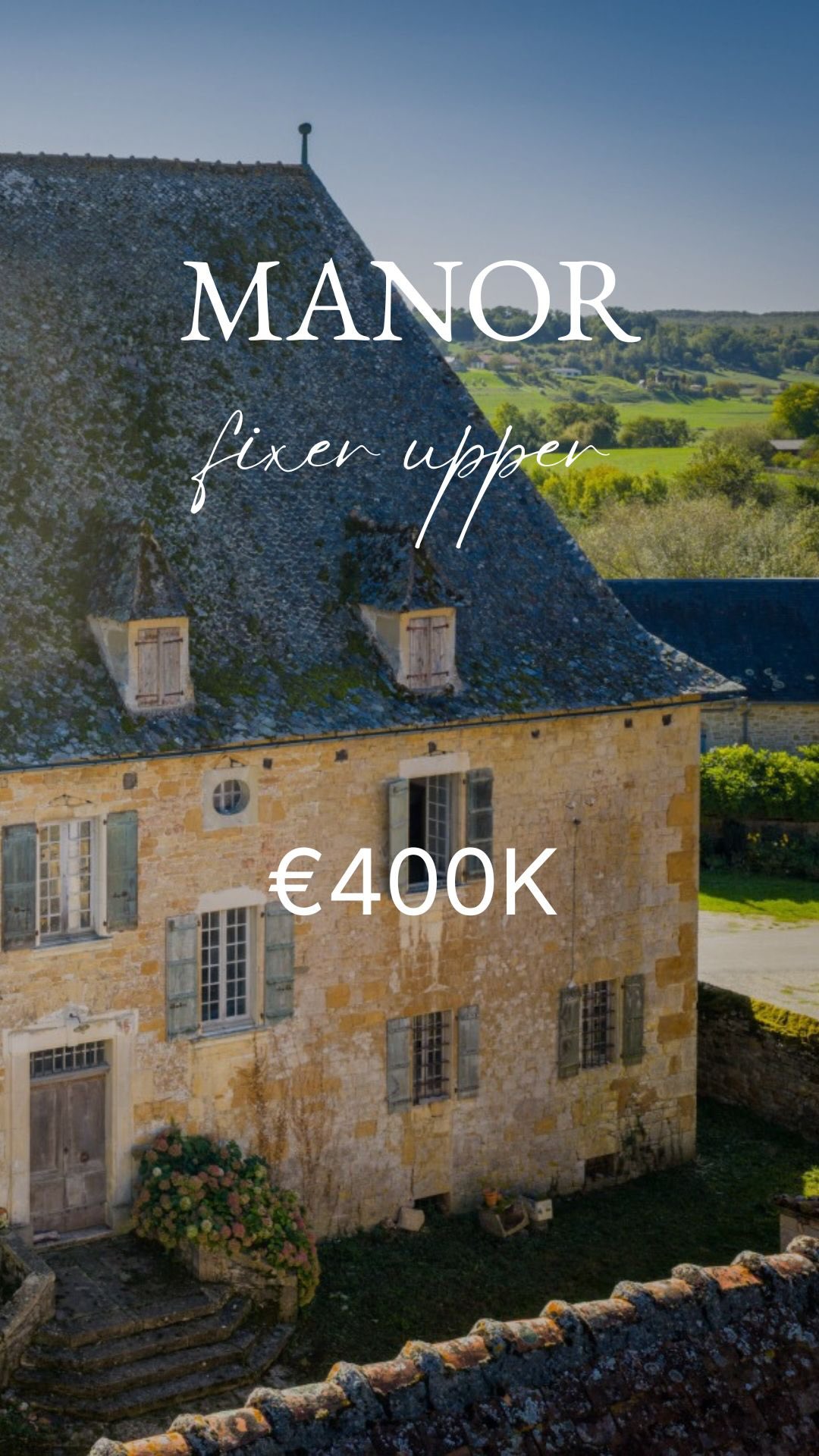 From ME to YOU….
Not every project needs undoing first.
A preserved manor near Figeac with 8 bedrooms, original features, arranged alongside traditional farm outbuildings to form two courtyards and a walled garden.; entirely untouched and ready for its next chapter.
Would you take it on?
PRICE €400K
LOCATION
Figeac, Lot
MORE INFO
1. Please ensure you are following the account
2. Comment MANOR below
3. I will then DM the agents link
The CREDITS
All credits go to the agent. We are passionate about French property, sharing dream French properties for sale in France. We take no responsibility for any inaccuracies. All details are derived from the agent’s details to the best of our knowledge. Any enquiries are directed to the agent’s website.
#frenchproperty #renovationproject #periodhome #dreamhomefrance #characterhome
