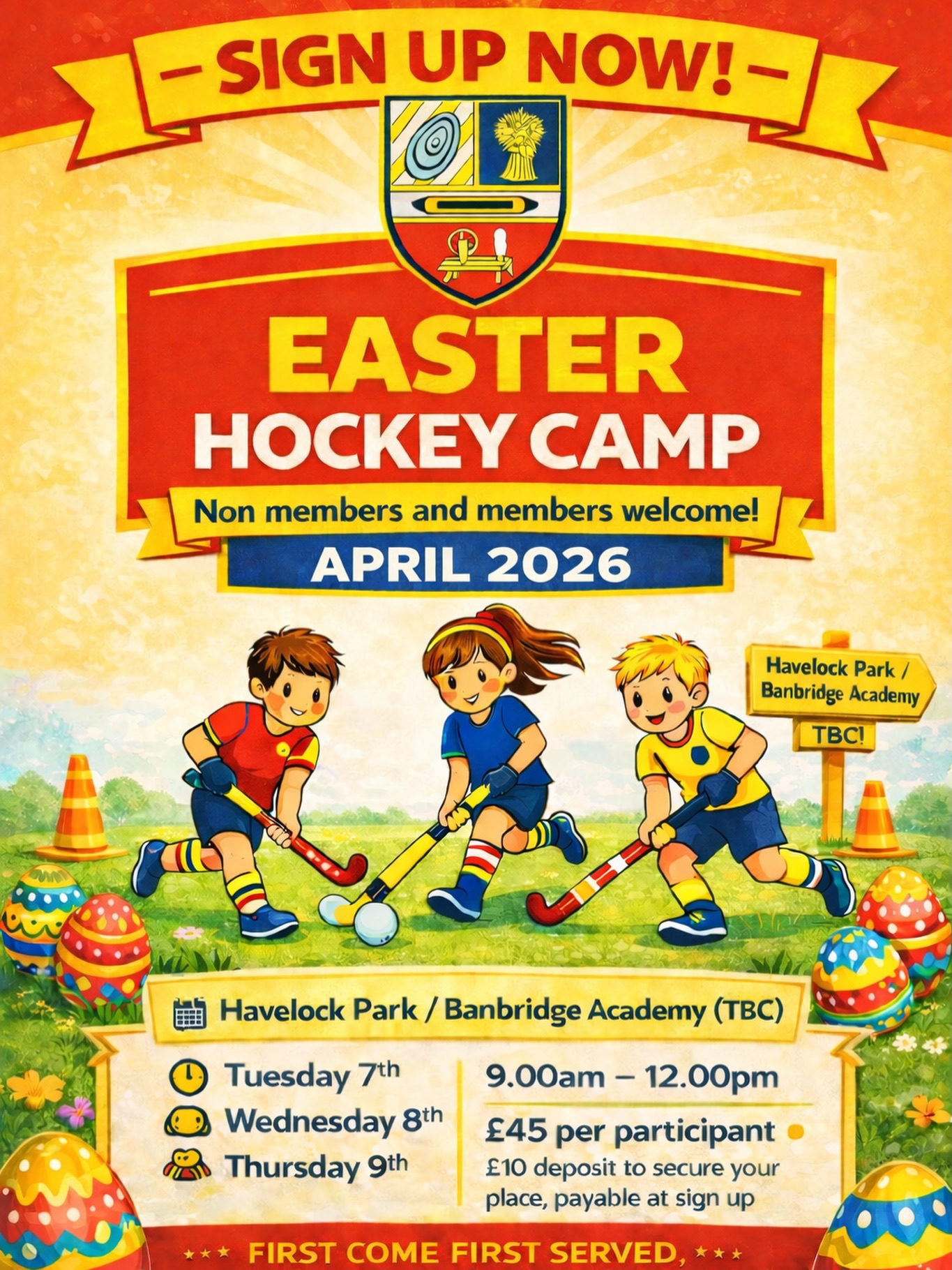 π£π BANBRIDGE HOCKEY CLUB β EASTER CAMP 2026 ππ£
Our Easter Camp is back for April 2026 and we canβt wait!
β¨ Members & Non-Members Welcome
π Sign up via the link in bio
π§π§ P3 β Year 9 (current academic year)
π Havelock Park / Banbridge Academy (TBC)
π
Tuesday 7th β Thursday 9th April 2026
β° 9.00am β 12.00pm
π· Β£45 per participant
π° Β£10 deposit to secure your place (payable at sign up)
Fun sessions, skill development, games and plenty of hockey this Easter break! ππ₯
β‘ FIRST COME FIRST SERVED
π² ADVANCED BOOKING ADVISED
Spaces will fill quickly β donβt miss out!
#BanbridgeHockeyClub #EasterCamp2026 #YouthHockey #GetActive #hockeylife