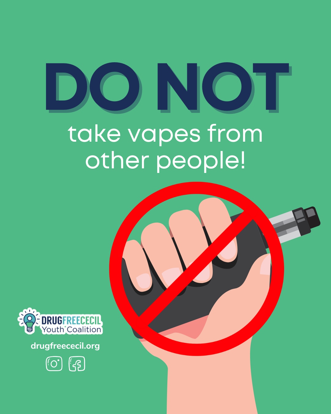 When you take vapes from other people, you don't know what could be in them and it is not safe.
#YouthAgainstDrugs #EmpowerYouthStayDrugFree #StrongChoicesStrongLives #BeDrugFreeBeStrong #RiseAboveDrugs #PreventionMatters #ChooseLifeNotDrugs #BeDrugFree #StayCleanStayStrong #LiveDrugFree #HealthyChoicesHealthyLife #YouthAgainstDrugs #EmpoweredToBeDrugFree #DreamBigStayClean #SmartChoicesSmartFuture #FutureFocused #StrongAndSober#BeTheExample