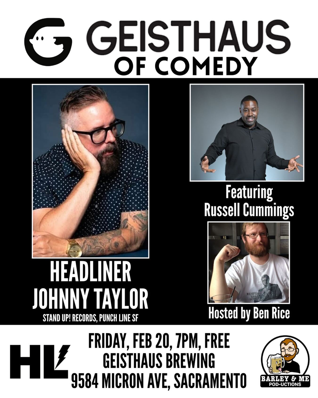 Comedy Night returns this Friday at 7pm and It’s FREE ADMISSION! A @hyperliveevents production and hosted by Ben Rice @barleyandmepod , featuring Russell Cummings @russellcummings8 , and headliner Johnny Taylor @hipsterocracy . Come warm yourselves up from all the cruddy weather and enjoy some lager and laughs!