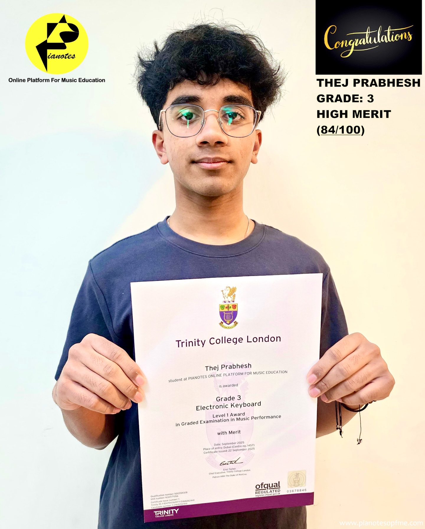 Congratulations🎉🎊 THEJ PRABHESH✨👏
#pianotesopfme #trinitycollegelondon #grade3 #onlinepianoclass #pianolessonsforkids