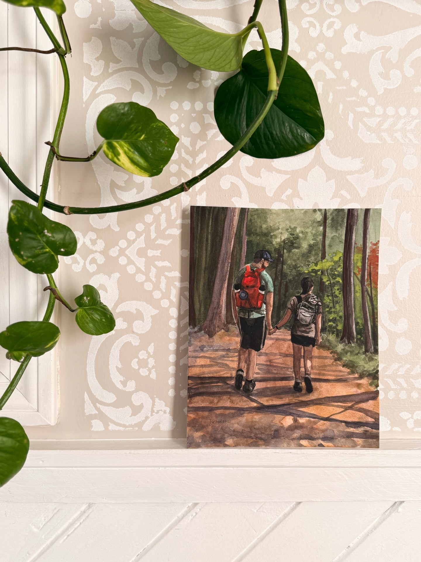 The completed work, the WIP phase, and the reference for this 8x10” watercolor commission 🥰
Meanwhile we’re still buried under the snow, and I’d like to jump right into this perfect, little walk in the woods.