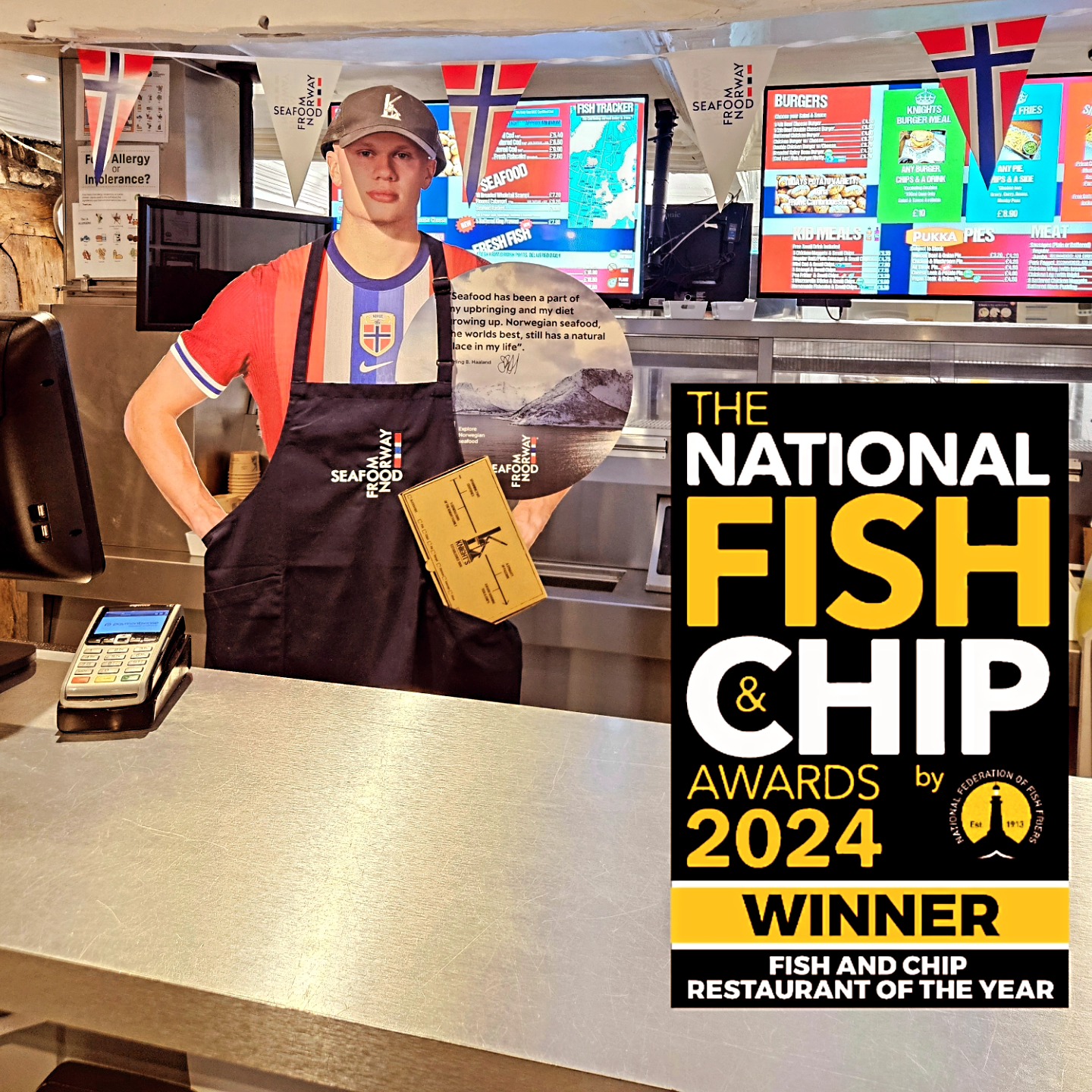 ✨️#WinnersWeek ✨️
Come get a selfie with halaand, tag us on socials and be entered into a draw TODAY ONLY! to get a 20% off discount code (collection or deliveries)
@norwegianseafoodcounciluk