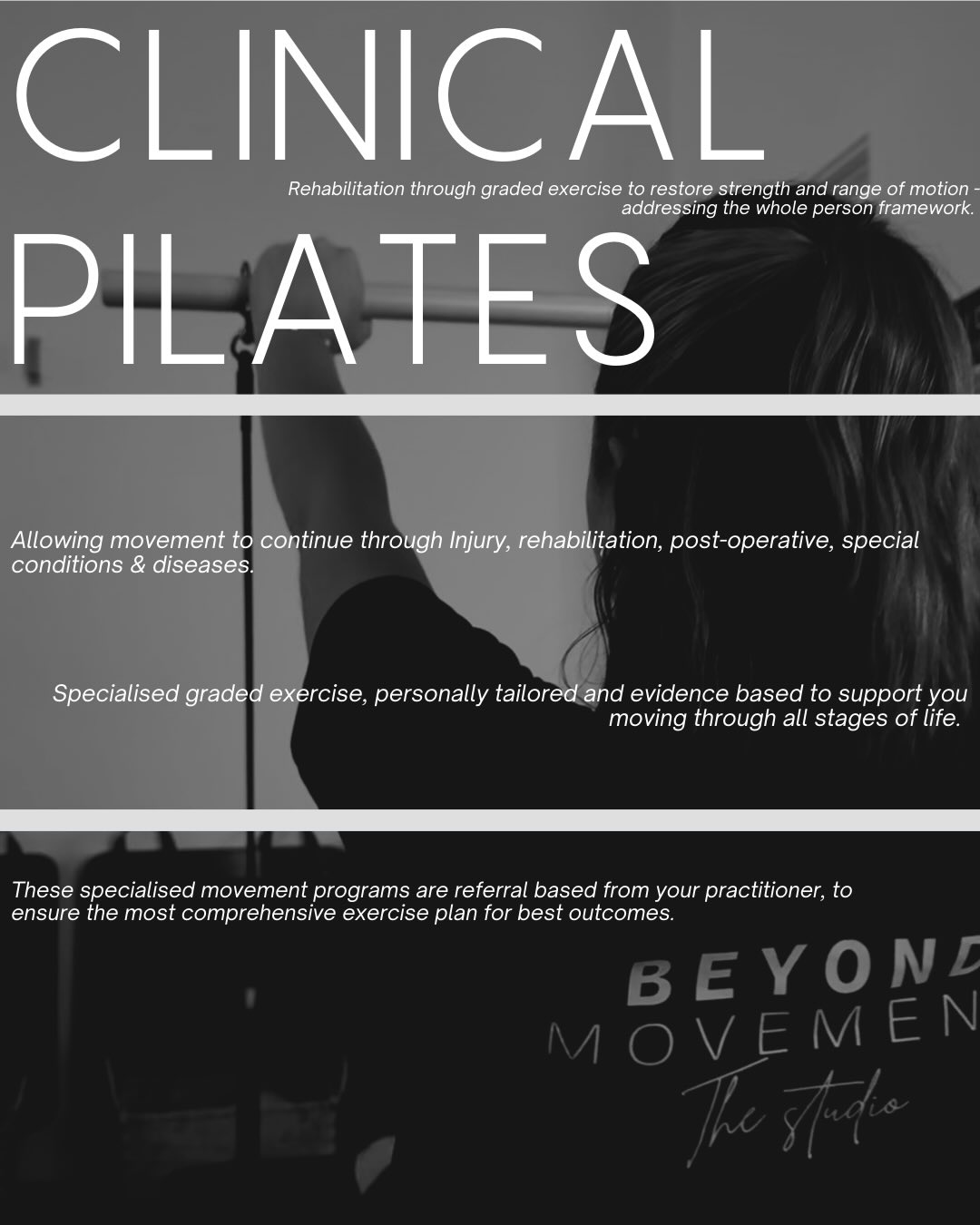 ALL of your CLINICAL PILATES information & bookings ABOVE!
ALL information is also located on the website (link in bio) alongside appointment bookings!
If this feels like something you’re interested in - please read through!
If you’re a little unsure or have any questions, please reach out - I’m always grateful for all of your messages/questions.
I am so excited to offer this to our community.
Courtney xx