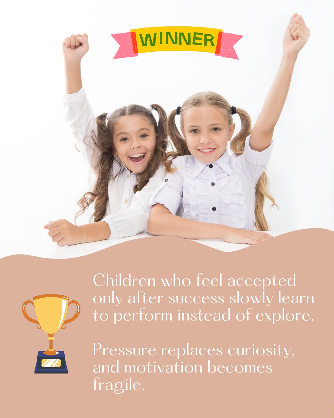 Children who feel accepted only after success slowly learn to perform instead of explore.
Pressure replaces curiosity, and motivation becomes fragile.
When effort and learning are seen and supported, children feel safe to try, fail, and grow.
They don’t need to prove their worth.
Love supports growth best when it is steady and present, not something that appears after achievement.🌞❤️
#positiveparenting #mindfulparenting #gentleparenting #healthypraise #unconditionallove