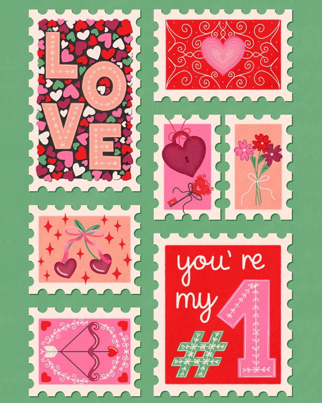More love stamps added to my portfolio of Advocate Art.
For surface pattern design collaborations, please contact me directly my agency @advocateart01
valentine's day art - greeting card design - surface pattern design - art licensing - adobe fresco illustration - freelance illustrator