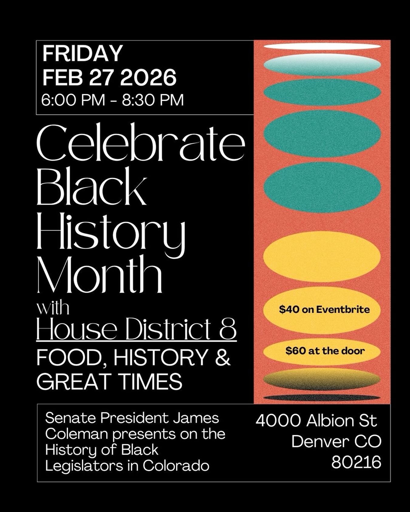 Let’s get together in community & solidarity for Black History Month! House District 8 is hosting an evening with Senate President Coleman! This is definitely a night you do not want to miss as a great way to close out Black History Month!
#blackhistorymonth #denver #democrats #denverdemocrats #community