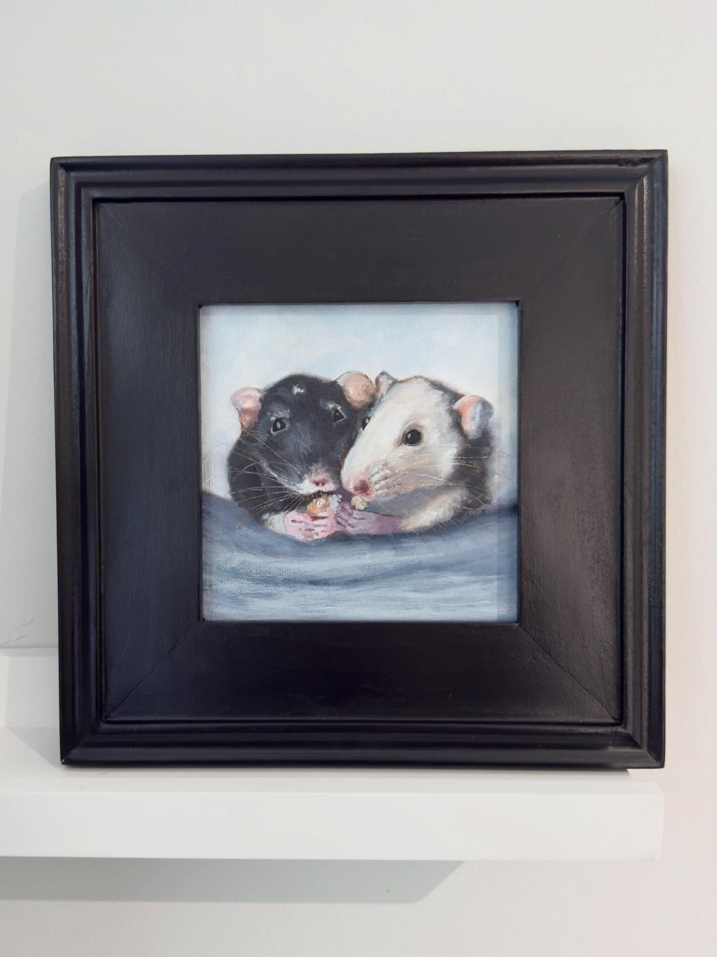 A sweet lil commission I enjoyed doing. Two sweet rat friends from different pictures. I made the composition then got to work.