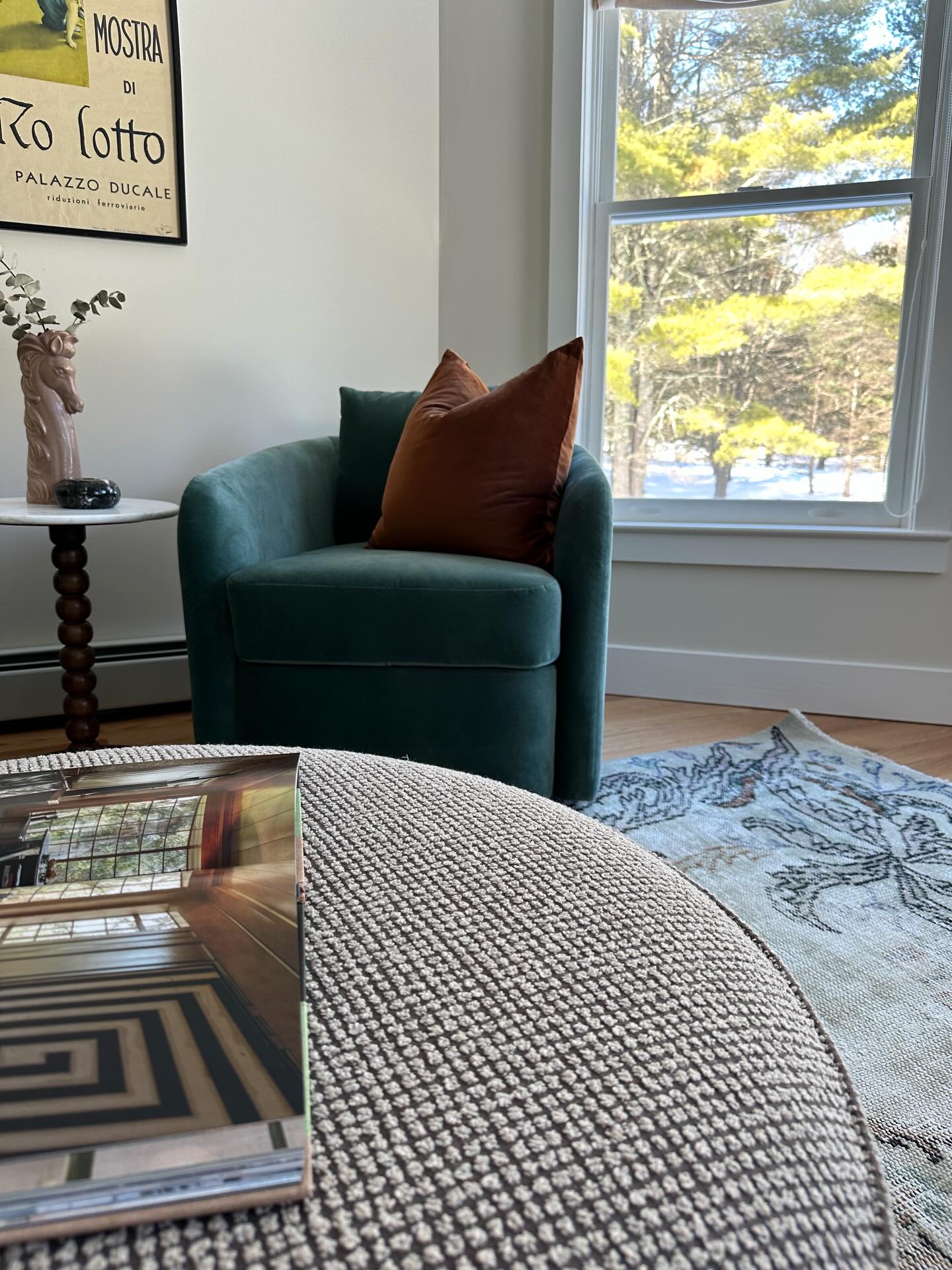 Weekend beauty 🤍
My wonderful clients wanted to carve out an additional lounge area for future Airbnb guests in their wooded Hudson Valley home- a spot to play games, read your book and cozy up to the fireplace.
The footprint was tight, so instead of forcing in another sofa, we opted for gorgeous velvet swivel chairs and a whimsical lounge chair that adds just the right personality (I’m always trying to inject a bit of whimsy into projects). I’m all about texture and this oversized, perfectly tactile ottoman really grounds the space, especially paired with a perfect vintage rug, which I LOVE the pattern on.
Swivel your chair towards the fire for a cozy morning, coffee in hand, woods just beyond, and nowhere else to be. This project was fun and big thanks to my clients! ❤️
Design by #shanalutherinteriors
Green chairs by @benchmademodern
Rug by @revival
Whimsy chair and ottoman by @fourhandsfurniture
#hudsonvalleyinteriordesign #shanaluther #interiordesign #airbnbinteriordesign