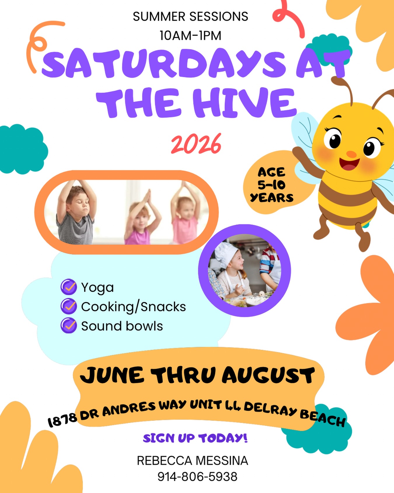 💜💫🐝 Saturdays at The Hive 👧🏽🧒🏼👦🏻👶
This summer, we’re buzzing with magic!
Every Saturday from June through August | 10 AM – 1 PM
Ages 5–10
Your little honeybees are invited to:
🧘♀️ Stretch into joyful yoga
🍓 Create delicious, hands-on snacks
🔔 Explore the magic of sound bowls
🎶 Rest, play, move, and simply be
We’ll move our bodies, awaken our senses, and nourish growing minds in a space filled with warmth, creativity, and sweet summer sunshine.
A gentle place to build confidence, friendship, and a little inner sparkle 🐝
Spots are limited — contact Rebecca for pricing and to reserve your child’s place in the Hive 💜
#bocakids #MindfulKids #delraybeachkids #parklandkids #kıdsyoga