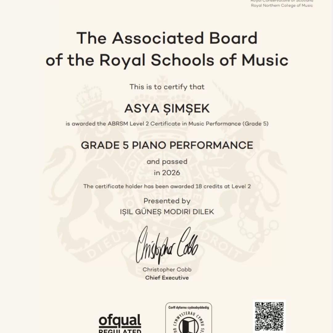 Öğrencimiz Asya Şimşek 5.Aşama sınavını başarı ile geçmiştir👏🏻 Kendisini ve öğretmenini tebrik ediyor🎊 🎉 başarılarının devamını diliyoruz🌺 🦋