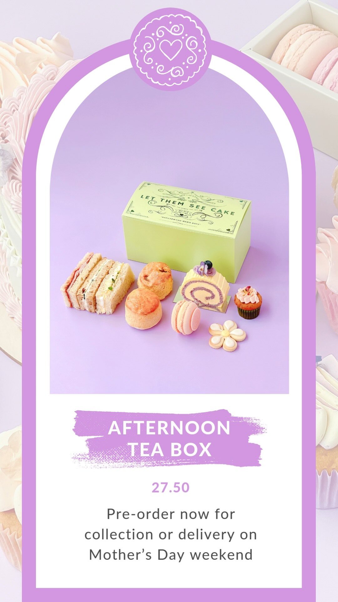Mother’s Day pre-orders are OPENING TONIGHT at 6pm 🙌🏻
We have a new gift available this year which is our adorable afternoon tea box, allowing you to enjoy your treats from the comfort of your own home!
Make sure you bookmark the website because these ones will sell out fast 🤗
#letthemseecake #mothersday #mothersdaygifts