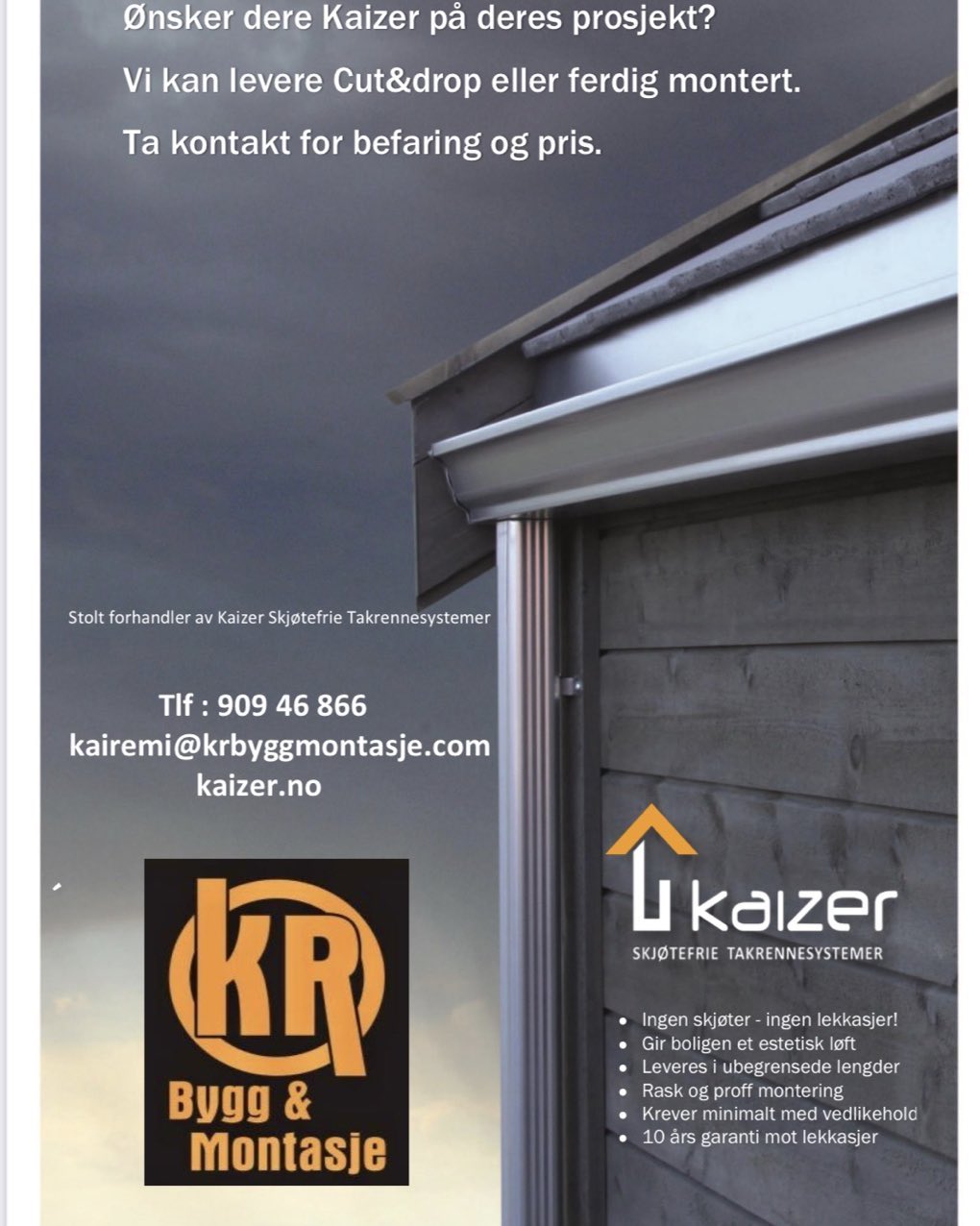 Nye skjøtefrie takrenner