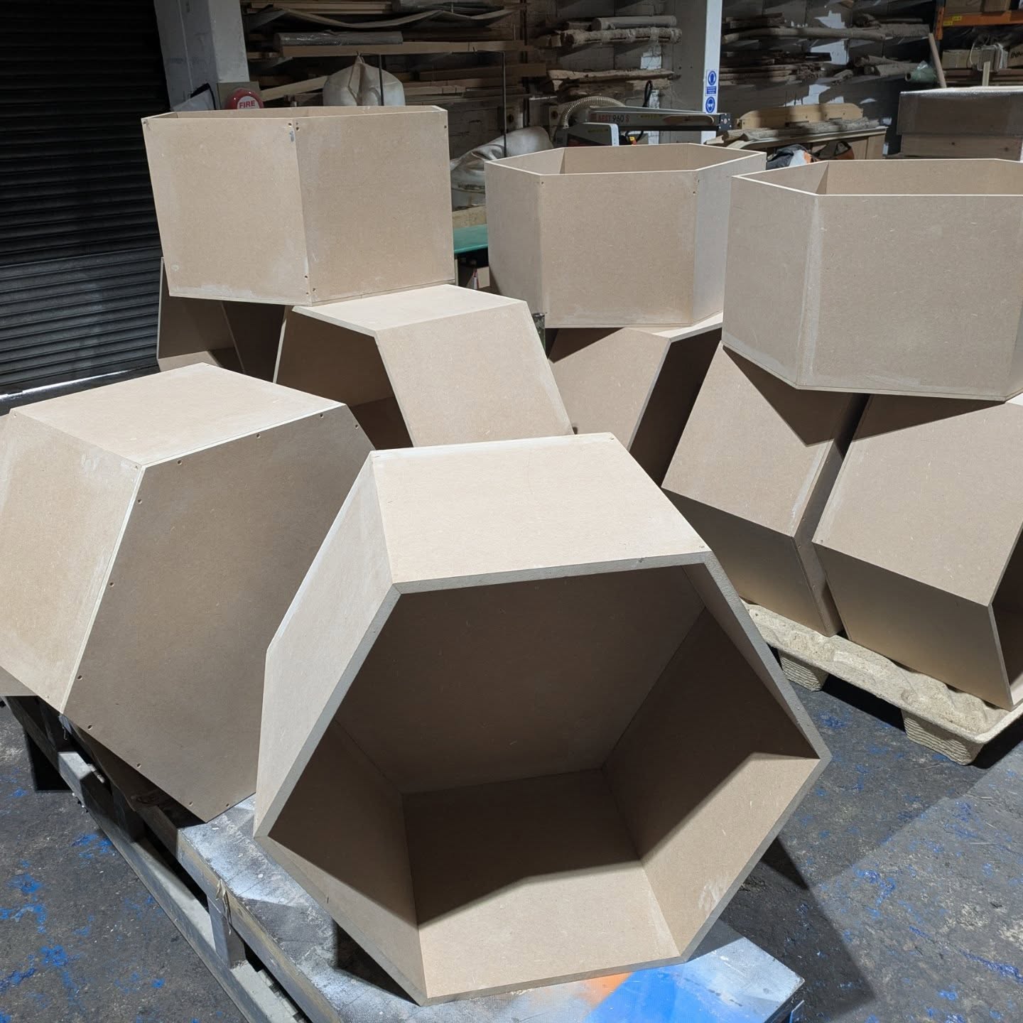 We assembled some large #hexagons and #arches for a #featurewall this week