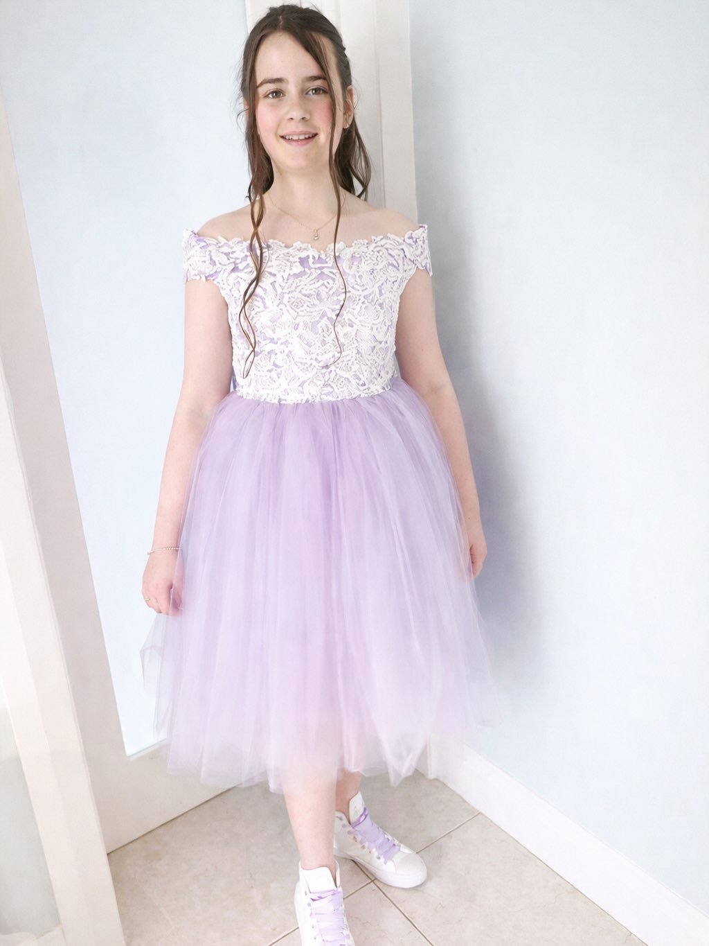 Chloe 💜
Looking like a princess in lavender 💜✨ Lace details and twirls all day.
#glowinggirlies #custommade #dress #confirmationdress