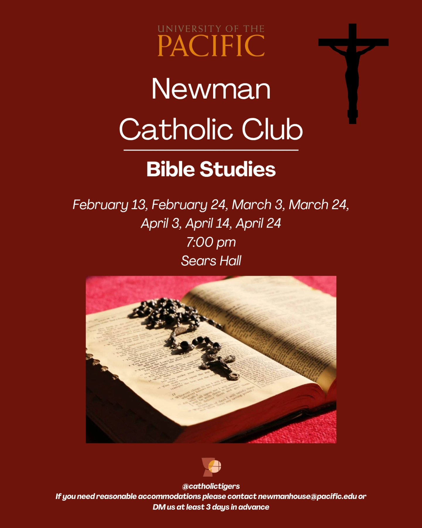 Here are our Bible Study dates this semester 🙌 We hope to see you there ✨️