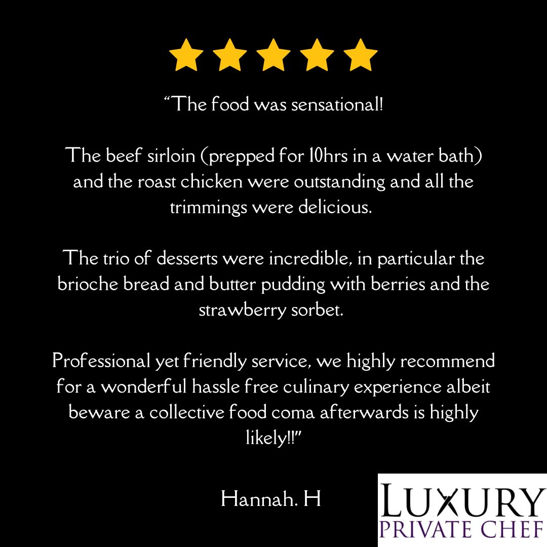 Thank you Hannah for the lovely 5 star review 🤩
@luxuryprivatechef
#review #5starreview #luxuryprivatechef #privatechef #luxury