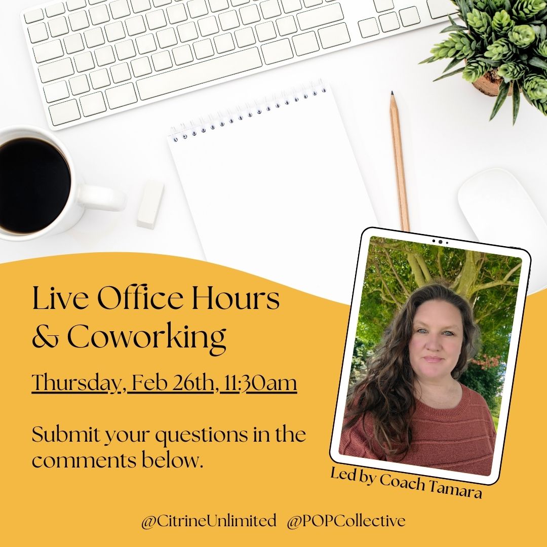 Did you know POP Collective members & coaching clients get access to coach-led office hours AND coworking? 💻✨
This is your space for thought partnership, real-time questions, and building community with women who actually get it.
Coach Tamara Cribley is hosting, and there is no extra cost for members.
Join today
Digital membership starts at $24.95/month
Or explore 1:1 coaching options
🔗 Link in bio
#Coaching #Coworking #BodyDoubling #Leadership #WomenSupportingWomen #POPCollective #CommunityCare