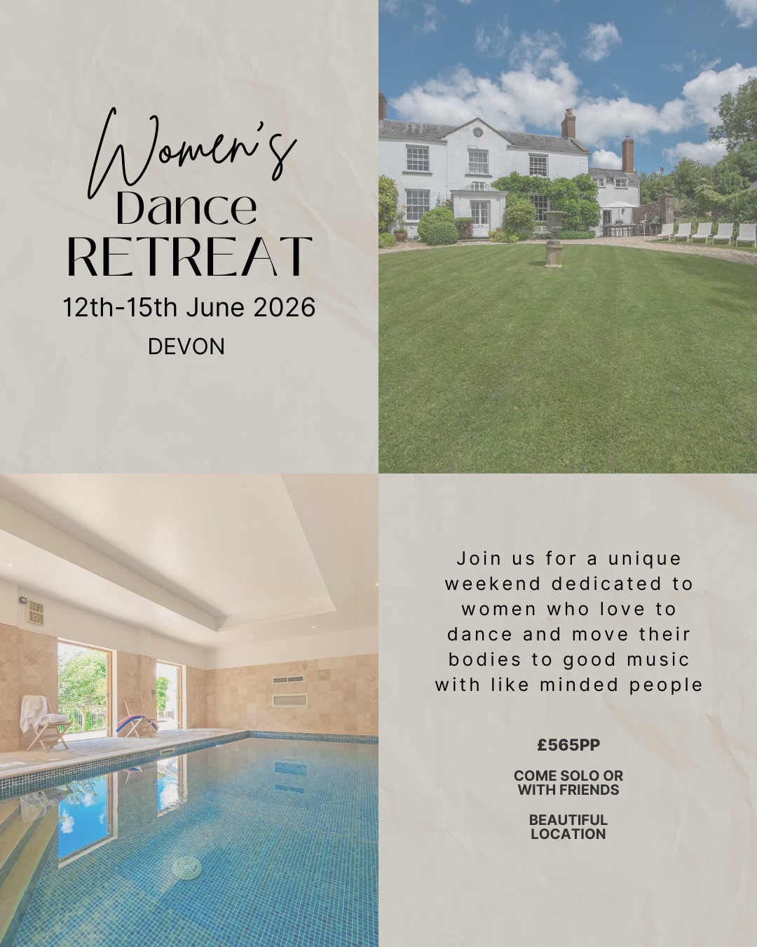 MOVE. CONNECT. RESTORE. 🌿✨
A long weekend in the Devon countryside for women who love to dance 💃
📍 Berry House, Tiverton
🛏 3 nights | 16 women | 8 beautiful twin rooms
💃 Daily Barre, Dance Fitness, Zumba, Line Dance + full routine
🏊 Indoor saltwater pool
🌿 Exmoor exploring + proper downtime
🍽 All meals & drinks included
🎉 Evening dancing, laughter & connection
£565 per person
Secure your space with a £100 deposit (payment plans available).
Come solo or bring your girls. You’ll leave refreshed, recharged and full of joy.
✨ Spaces are limited to just 16 women - just 8 left!
👉 Comment “RETREAT” or DM me to grab your spot.
Don’t wait. Once it’s full, it’s full. 💛
#danceretreat #danceweekend #womenonly #dancelikenooneiswatching #flofitness