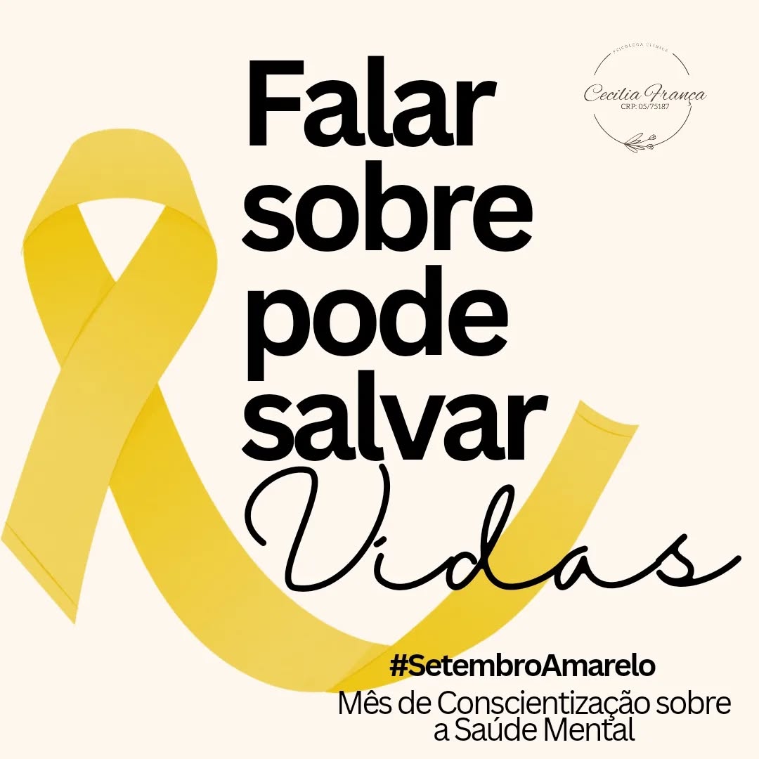 Estamos em setembro, o mês dedicado à conscientização sobre a saúde mental e
à prevenção ao suicídio. Este é um período fundamental para promover a
importância de cuidar da nossa saúde mental e de estarmos atentos aos sinais de
sofrimento emocional em nós mesmos e nos outros.
Falar sobre isso pode salvar vidas! 💛
Vamos juntos quebrar o tabu e promover o diálogo aberto. Se você ou alguém que
você conhece precisa de ajuda, não hesite em buscar apoio.
Lembre-se: a vida vale a pena e há sempre alguém disposto a ouvir.🌻
.
.
.
#setembroamarelo #saudemental #voceimporta #vocêimporta