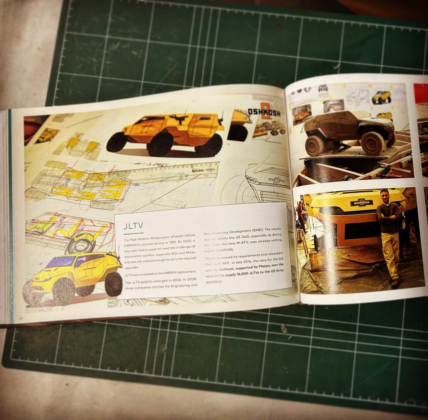 This beautiful big book has been made telling the story of Plasan from the company’s founding in 1985 to today. As I have been intimately involved in this story for over 20 years, my designs and I feature quite a bit. These pages show the early development of the Oshkosh JLTV starting in 2007.
.
#plasan #oshkosh #jltv #oshkoshjltv #army #book #history #vehicledesign #cardesign #cardesignalbum #cardesignsketches #cardesigner #transportdesign #design #armoredtruck #military #militaryvehicle #armoredvehicle #usarmy #hmmwv #hummer #humvee #armytruck