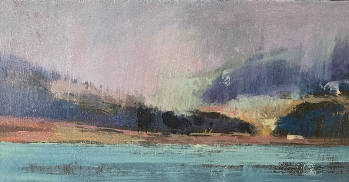 I had a two goes of this scene, one from the garden where the rain got too much and the paint stopped sticking. So I had another go with a smaller panel from the summer house. There was something about this scene that really attracted me.