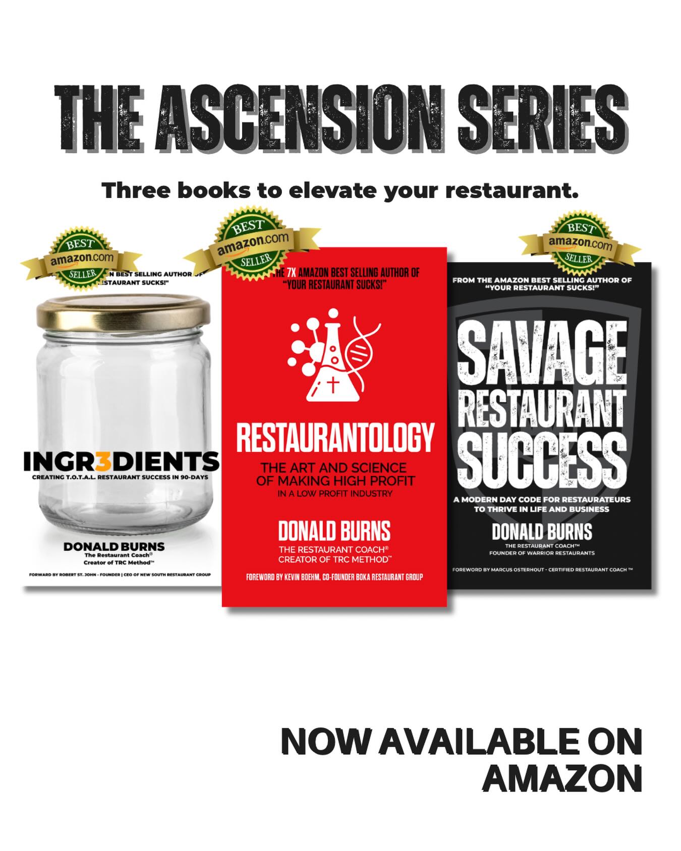 If youâve read the Your Restaurant Sucks TrilogyâŚ
Youâve been punched in the face.
Youâve been called out.
Youâve been forced to look in the mirror.
Good.
That was Step One.
Now itâs time to ASCEND.
Introducing The Ascension Series â the next evolution for serious independent restaurant owners who are done surviving and ready to build something ELITE.
This isnât about hype.
Itâs not about hope.
And itâs definitely not about hustle-for-the-sake-of-hustle.
Itâs about SYSTEMS.
Itâs about STRUCTURE.
Itâs about STRATEGIC PROFIT.
The Ascension Series includes:
SAVAGE RESTAURANT SUCCESS â The code. The mindset. The personal operating system of an elite restaurateur. Because your restaurant will never outgrow YOU. Before we fix your numbers, we fix your standards.
INGR3DIENTS â The 90-day framework for creating T.O.T.A.L. restaurant success. Culture. Leadership. Alignment. Standards. This is where vision becomes execution and your team starts moving in one direction.
RESTAURANTOLOGY â 698 pages of hard-earned truth and tactical frameworks for making HIGH profit in a LOW-profit industry. Prime cost mastery. Leadership infrastructure. Identity. Financial clarity. Decision discipline. The art and science of turning revenue into real money.
The Trilogy exposes the problem.
The Ascension Series builds the solution.
This is where you stop being an overwhelmed operatorâŚ
And start becoming a strategic owner.
This is where busy turns into profitable.
Where chaos turns into control.
Where effort turns into leverage.
If your restaurant is under 18% profit, donât just read these books.
Study them.
Implement them.
Let them confront you.
Because Ascension isnât automatic.
Itâs earned through consistency, discipline, and execution.
And if youâre serious about building a restaurant that funds your life instead of consuming itâŚ
This is your next step.