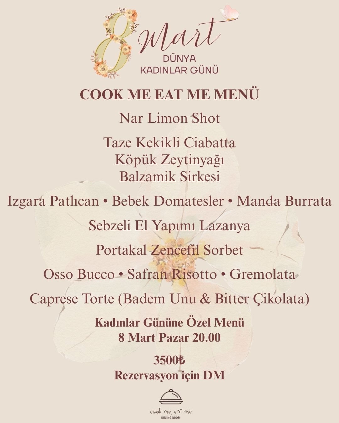 8 Mart Pazar
Saat 20.00
Bu akşam roller değişiyor.
Tüm servis ve yemek anlatımı erkeklerde.
Siz sadece arkanıza yaslanın, anlatımı dinleyin ve her lokmanın keyfini çıkarın.
Çünkü bu gece başrol sizsiniz. ✨
✨ Yerler sınırlıdır.
📩 Rezervasyon için DM
March 8 – Sunday
20:00
Tonight, the roles are reversed.
All service and menu presentations will be done by the men.
You just sit back, listen to the storytelling, and enjoy every bite.
Because tonight, you are the leading lady. ✨
✨ Limited seats available.
📩 DM for reservations
.
#finedining
#womensempowerment
#womensdaydinner
#march8celebration
#internationalwomensdayevent