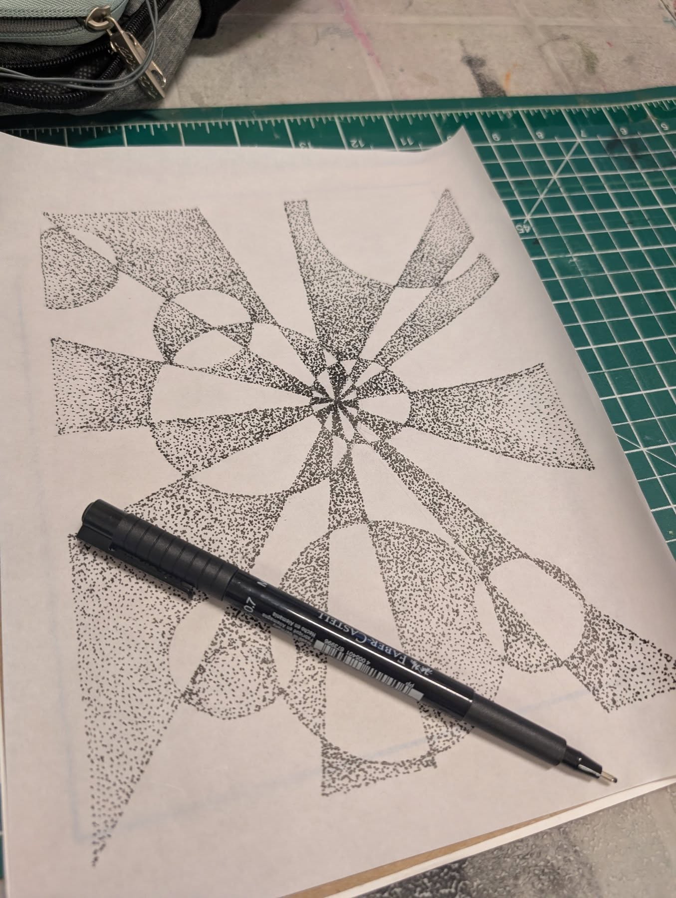WIP post! Check out this stipple illusion drawing that member @maureen_dasilva has been working on! It's getting exposed and printed as part of a new series she is working toward - we can't wait to see how it turns out!
Maureen will be in the studio tomorrow working on this while hosting the February Drop-In. Stop by if you've got a project of your own to work on!
We'll be open from 11am to 4pm, with a flat rate of $35. Get rates, dates and more info at www.inprintcollective.com/join-a-workshop.
Print print print!
ID: the photo features a stippled drawing of a fractured circle illusion.
