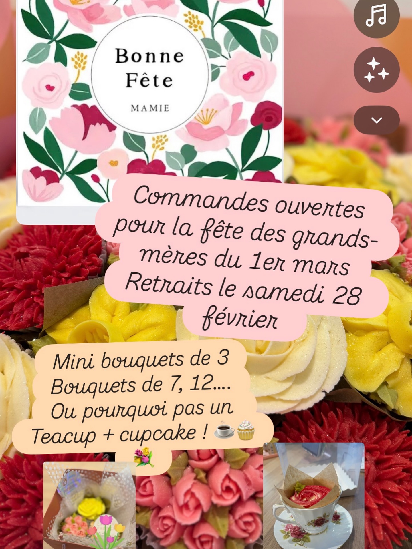 Un magnifique bouquet gourmand pour mamie ! 💐🧁
Choisissez en ligne sur angiescupcakes77.com ( cliquez sur la boutique dans le menu) ou envoyez nous un message ici ou sur whatsapp 0658689570 ou sinon venez nous voir en boutique !
Vous trouverez également en boutique une sélection de tasses anglaises pour un cadeau original avec notre offre ☕️ + 🧁
#angiescupcakes77 #fetedesgrandsmères #fetedesmamies #cadeaumamie #cupcakesflowers @lagnycommerces