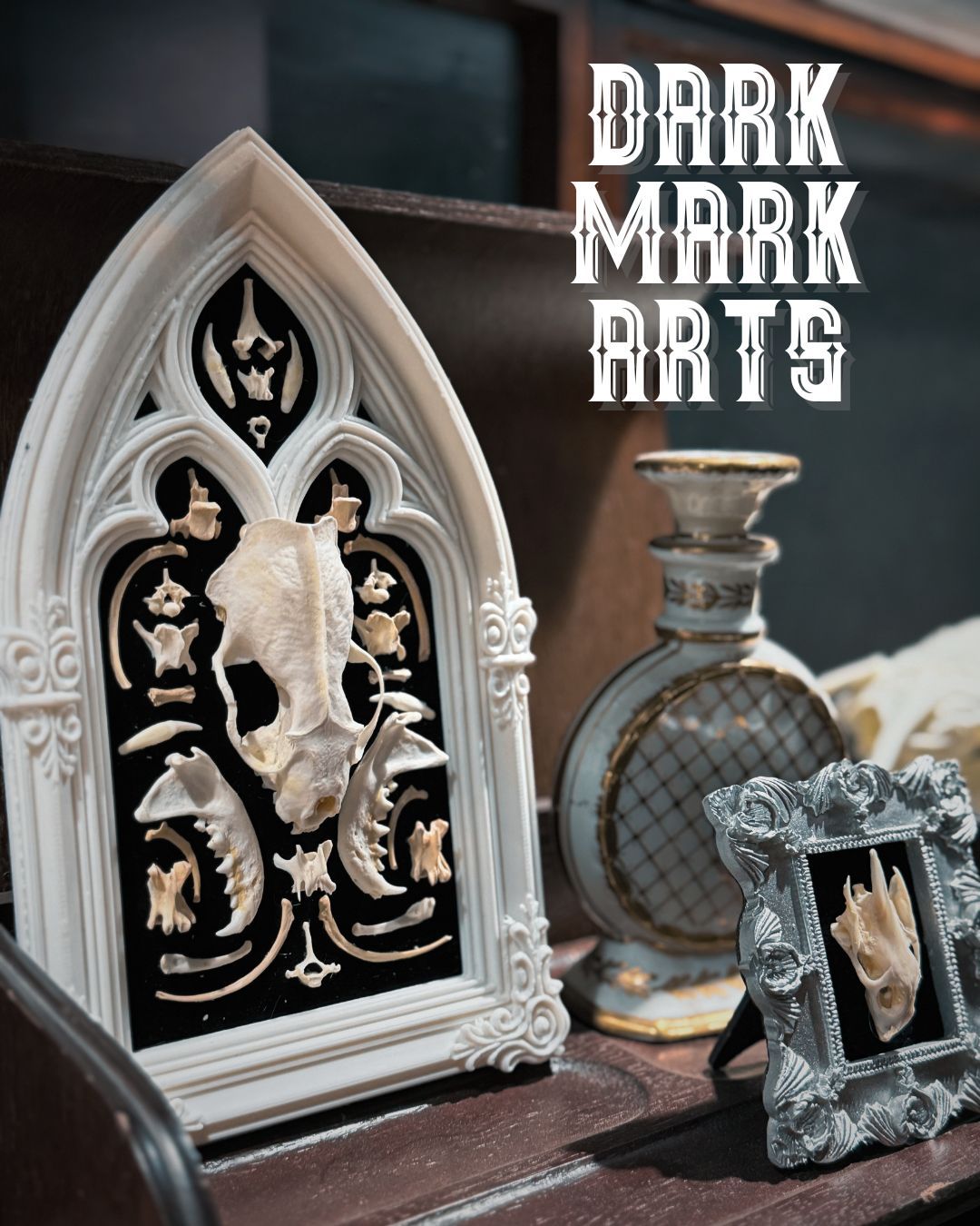 One of a kind pieces! #gothdecor #skull #uniquegift #curiosities #boneart