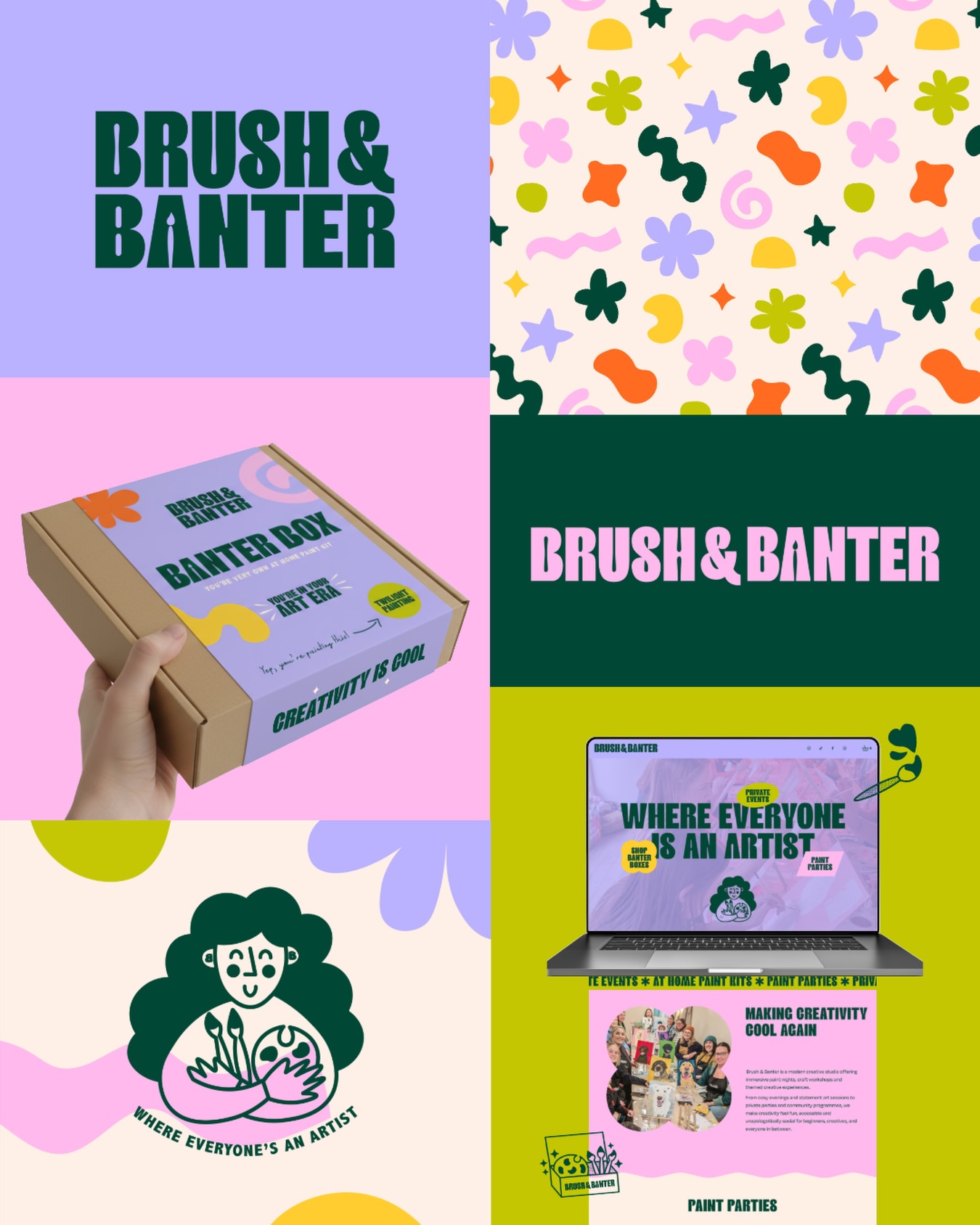 Rebrand launch! I am so excited to reveal the rebrand for @brushandbanter 👩🏼🎨 plus the new studio and book nook based in Northern Ireland opens tonight!!🎨
Brush & Banter believes that everyone can be an artist, hosting paint and sips parties, other crafting events, and even brings the creativity to your own home with Banter Boxes - the at home paint and sip party set!
I had soooo much fun crafting the rebrand as well as building the website and I can’t wait to watch the biz thrive!
#rebrand #logodesigner #graphicdesign #logo #brandingdesigner