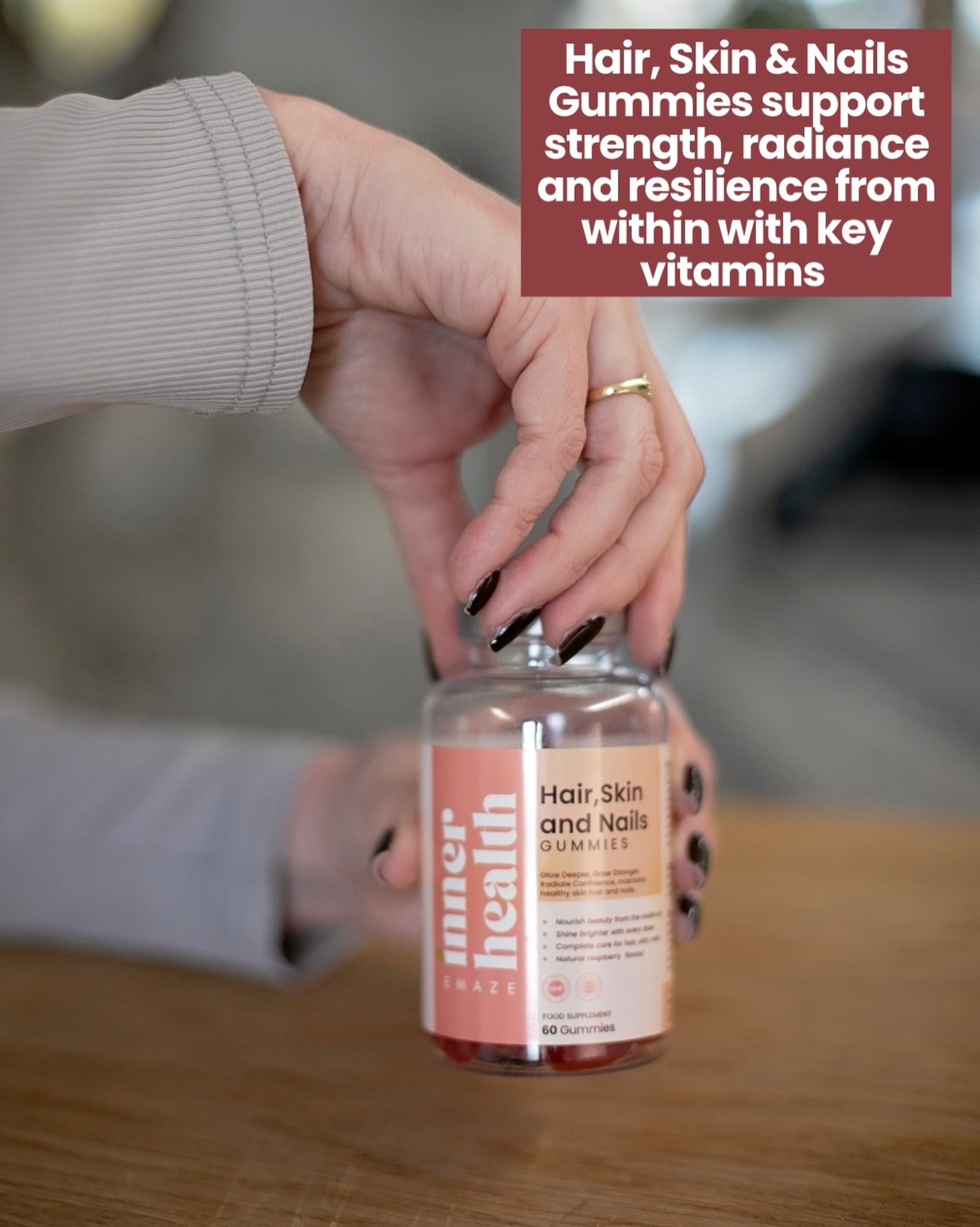 Strong hair. Clear skin. Healthy nails.
It starts deeper than a serum.
Our Hair, Skin & Nails Raspberry Gummies are formulated to support daily nutritional foundations that contribute to normal collagen formation, skin health, and hair strength.
✨ Biotin to support healthy hair
✨ Zinc to contribute to normal skin
✨ Essential vitamins to nourish from within
This isn’t about chasing trends or quick fixes.
It’s about consistent, intentional support the kind that builds over time.
Because glow isn’t something you apply.