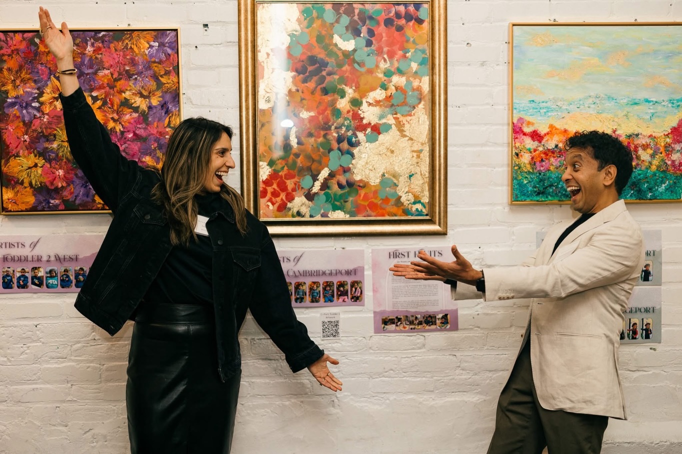 Congratulations to the Arakotaram Family ❤️ #POTAArtAuction
Cambridgeport T1: First Fruits
Over the past several weeks, the Toddler 1 friends have been deeply engaged in an open-ended art investigation using recycled paper rolls. They experimented with rolling, stamping, and moving recycled paper tubes across large sheets of paper, discovering how their motions created different shapes, lines, and patterns. This hands-on exploration supported their fine motor development, problem-solving skills, and creativity as they tested new ideas and observed the results.
To extend their learning, we introduced spray bottles filled with light, spring-inspired colors. We intentionally chose bright, vibrant hues to connect our work to Tu B’Shvat, which is the celebration of trees, renewal, and the first signs of growth in nature. These colors symbolized the “first fruits” of the season, the early bursts of life that remind us of the world’s continual cycle of renewal. The friends were excited to see how the gentle mist layered over their paper-roll prints, adding texture and softness to the canvas.
Our final piece reflects the joyful process behind it, children exploring recycled materials and experimenting with new tools while expressing the fresh, airy feeling of spring and the spirit of new growth through color and texture. This artwork is not just a finished product; it is a visual story of curiosity, collaboration, and discovery.