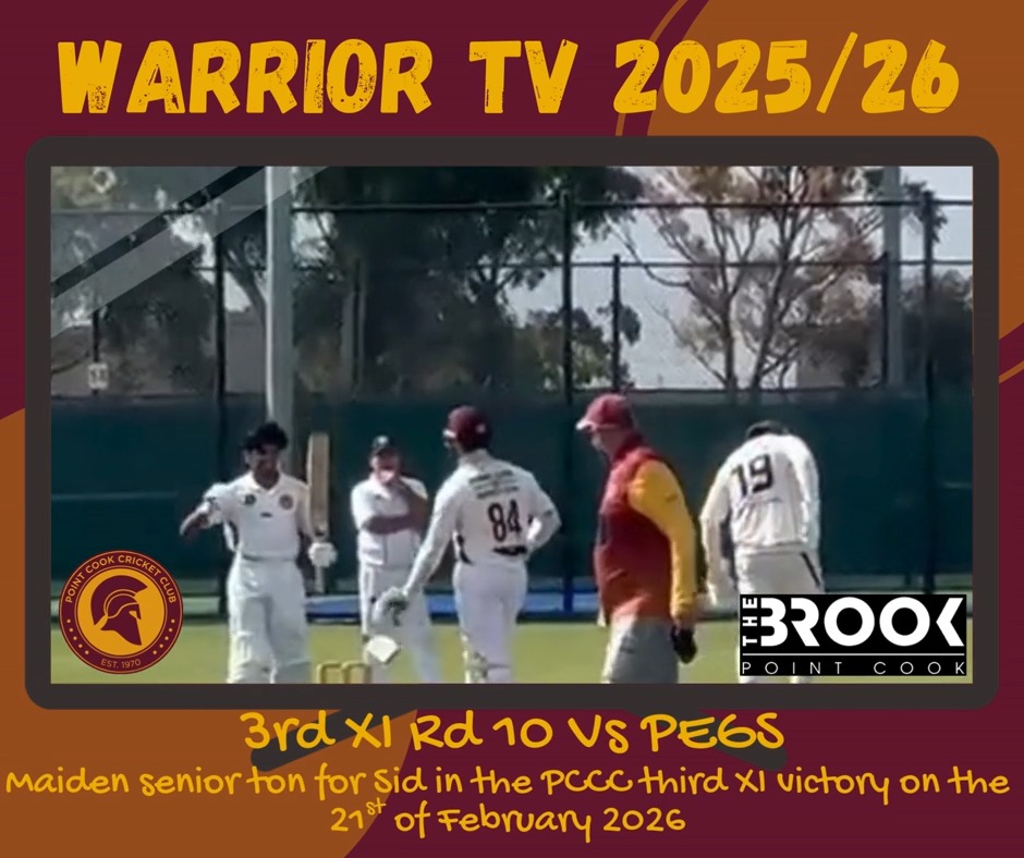 When one ton on the weekend isn't enough for PCCC Sid Anand has posted his first senior ton (!21* from 155 balls) in the 3rd XI against PEGS, helping his side to a win this weekend and keeping in contention for a finals berth in C1.
Top knock Sid!
#vtca #PCCC #WarriorWay