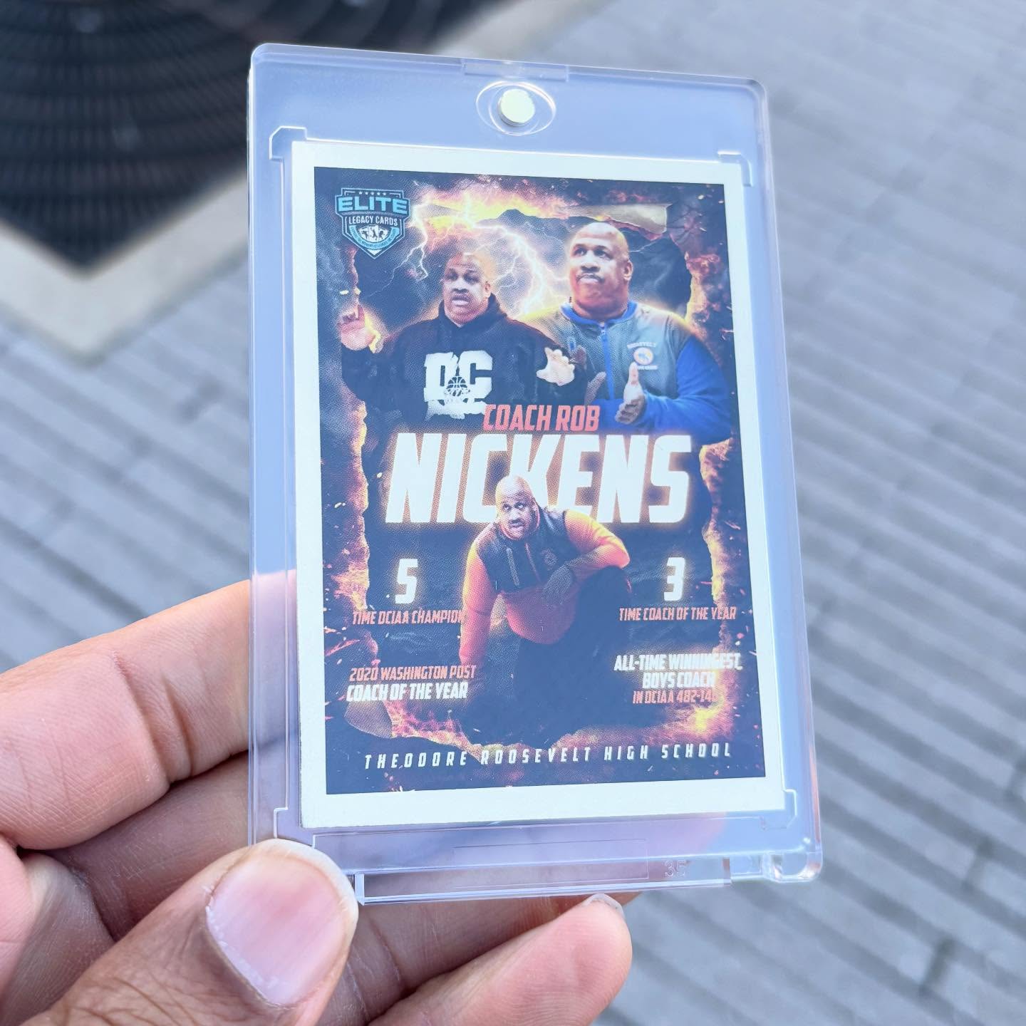 From the sideline to the spotlight. Leaders create legacies. Honoring greatness the right way….. Congratulations Coach @robnickens a championship and coach of the year all in one season🏀🏆 #LegendInTheMaking #legendsneverdieworldwide #elitelegacycards #dcculture #dcbasketball