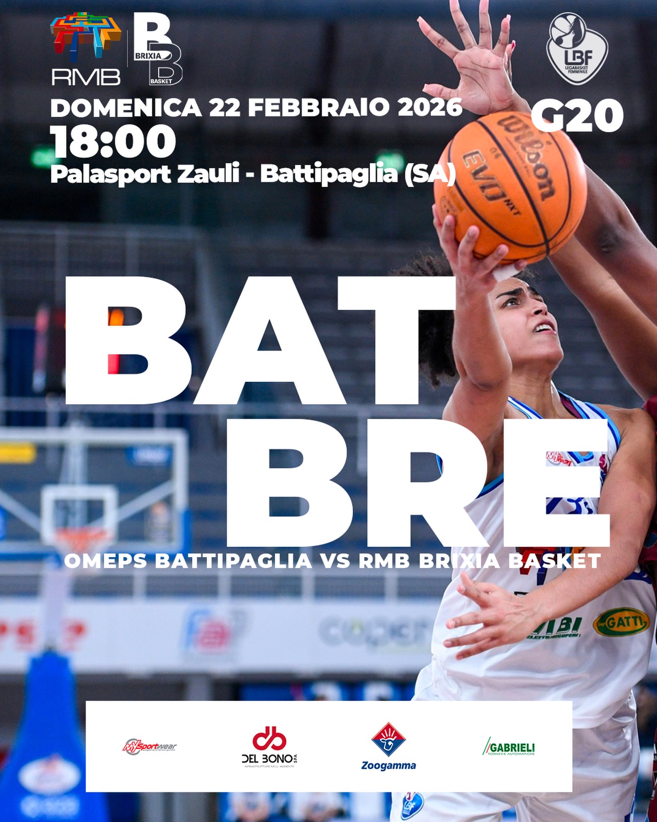 𝗡𝗘𝗫𝗧 𝗠𝗔𝗧𝗖𝗛
DOMENICA 22/02, h 18:00
Palasport Zauli - Battipaglia (SA)
vs @polisportiva1963
#wearebrixia